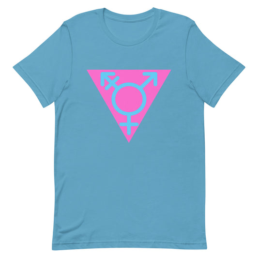 Transgender Trans Pride T-Shirt - Symbol Triangle Ocean Blue Transgender unisex-staple-t-shirt-ocean-blue-front-63d72d4d6eacb