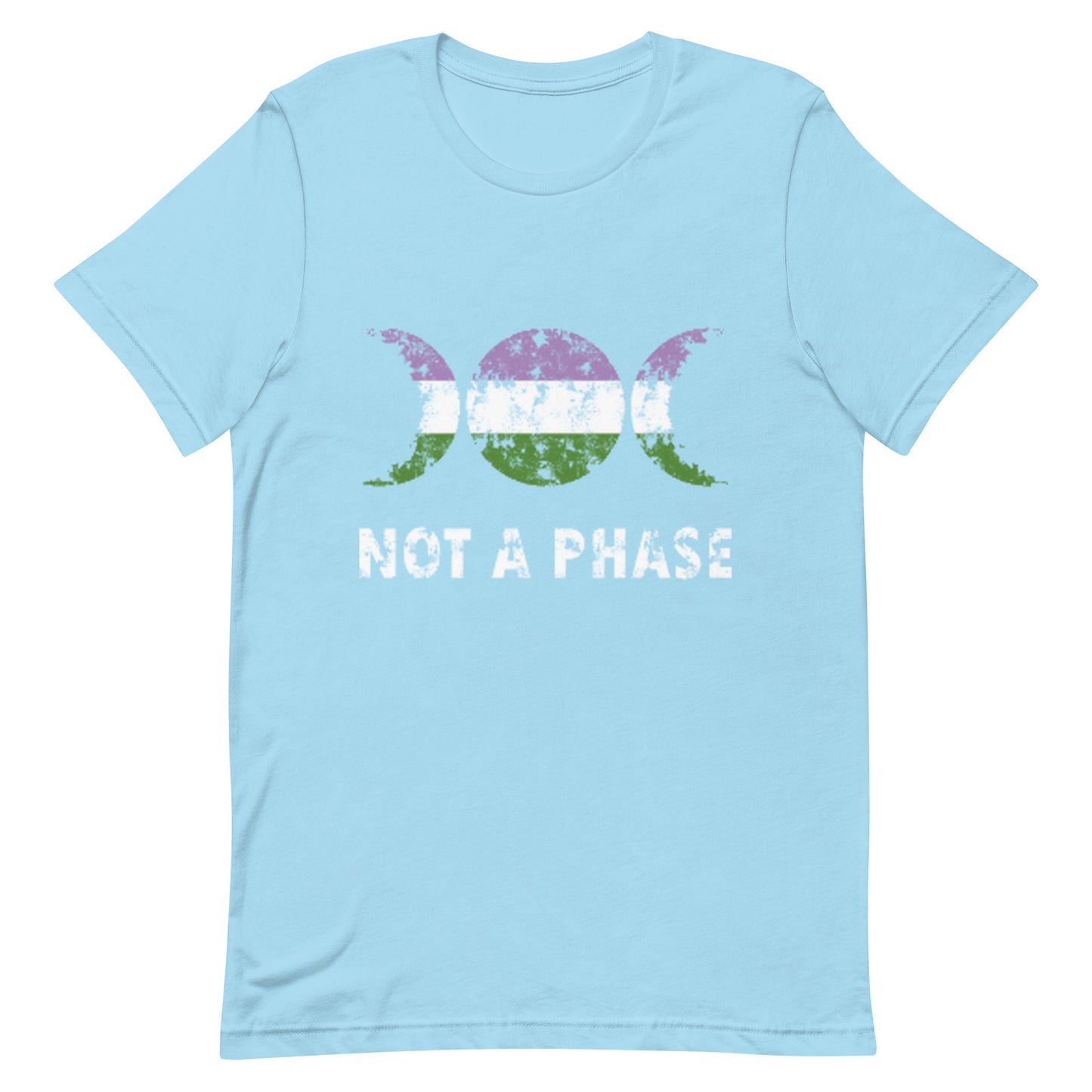 Genderqueer Pride Shirt - Not A Phase Ocean Blue unisex-staple-t-shirt-ocean-blue-front-63fa7d5b191b3