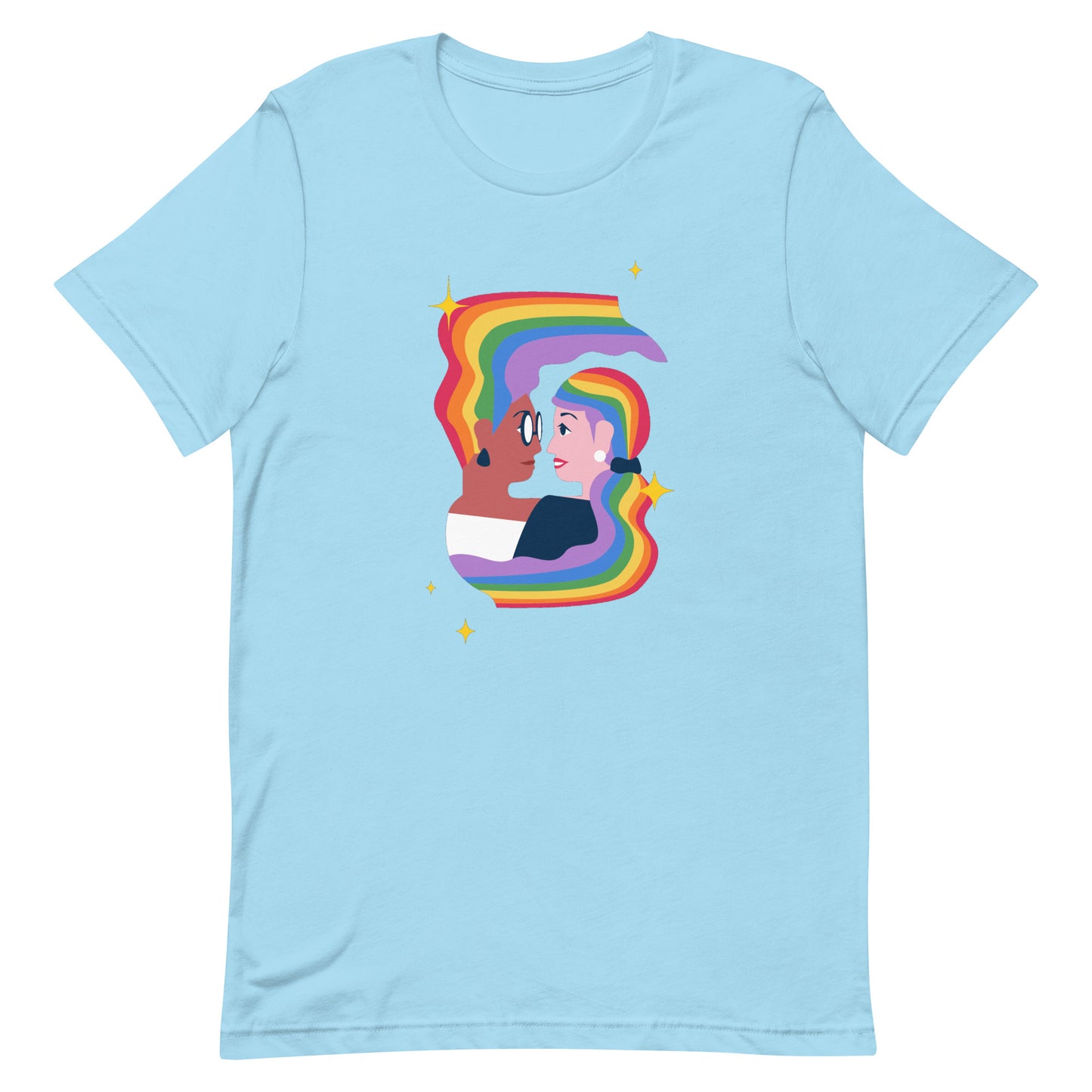 Lesbian Pride T-Shirt - Embrace Ocean Blue Lesbian unisex-staple-t-shirt-ocean-blue-front-63fff0b1b398e