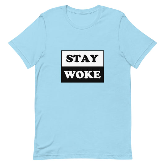 Stay Woke T-shirt Ocean Blue unisex-staple-t-shirt-ocean-blue-front-6402a13013760