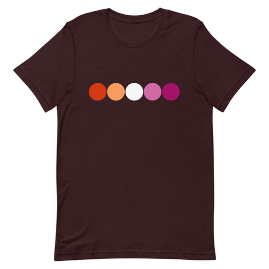 Lesbian Pride T-shirt - Circles Oxblood Black Lesbian unisex-staple-t-shirt-oxblood-black-front-63bb6efdf4173