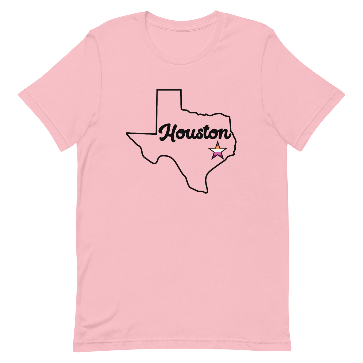 Houston Texas Lesbian Star Tee Pink Lesbian unisex-staple-t-shirt-pink-front-635b5c5c95596