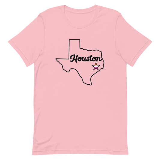 Houston Texas Lesbian Star Tee Pink Lesbian unisex-staple-t-shirt-pink-front-635b5c5c95596