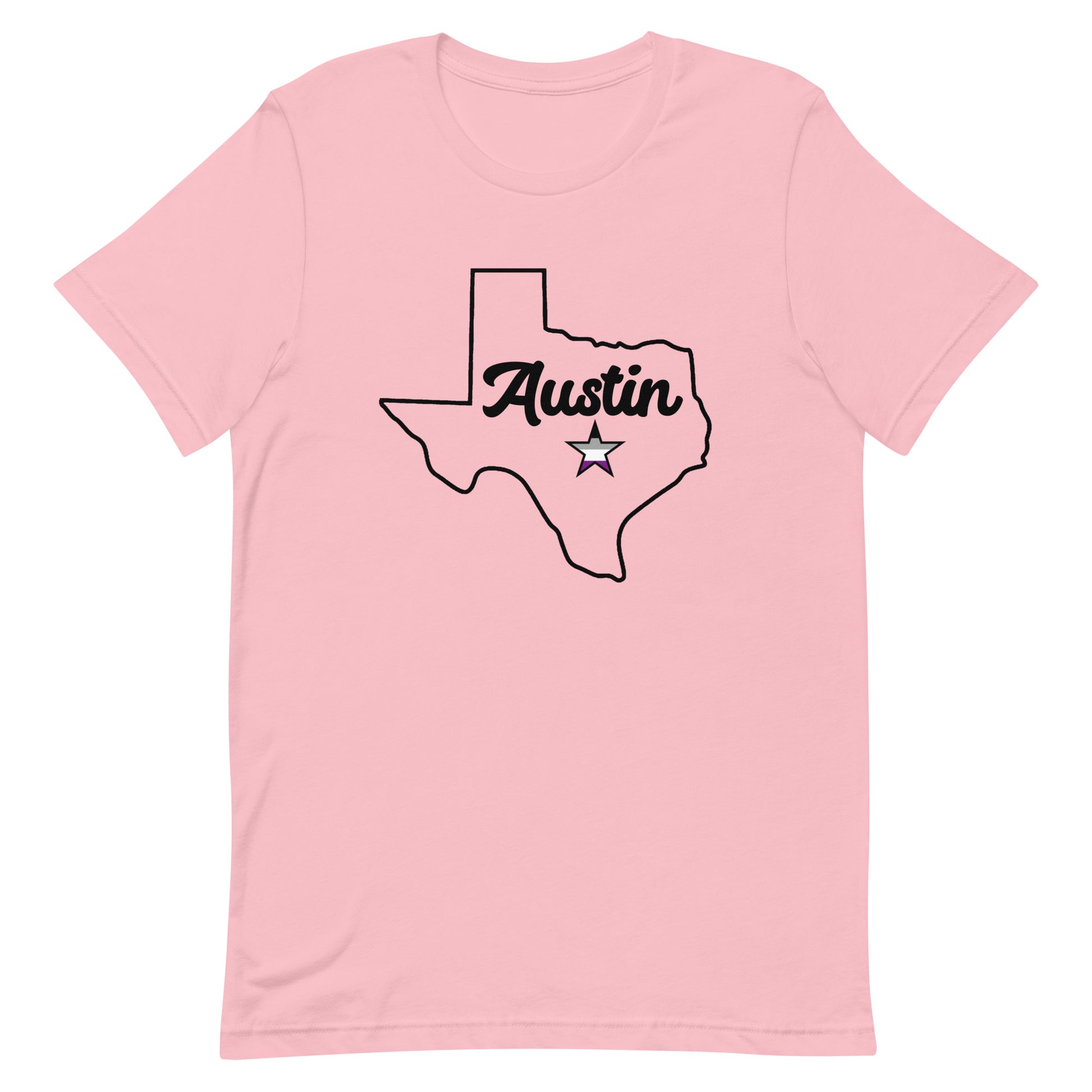 Austin Texas Asexual Star Tee Pink Asexual unisex-staple-t-shirt-pink-front-63b4cbf61d623