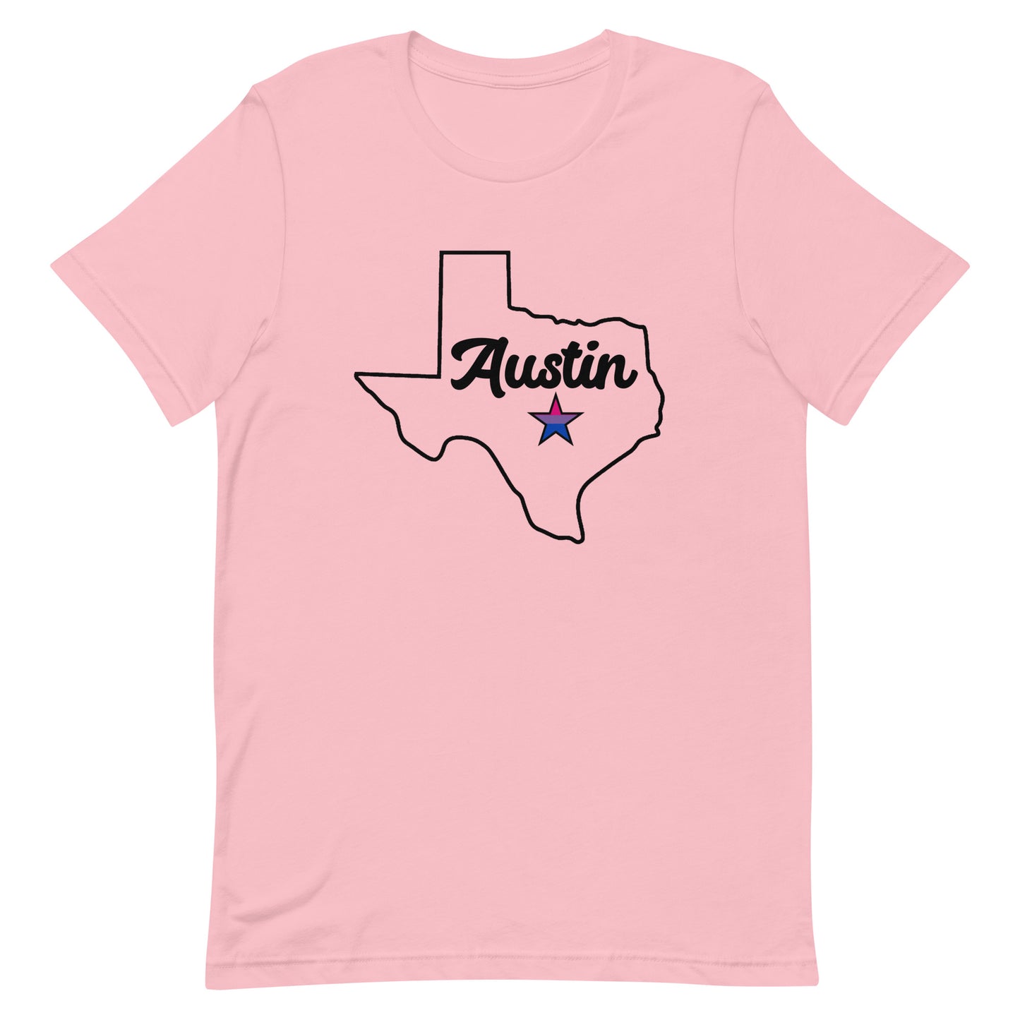 Austin Texas Bisexual Star Tee Pink Bisexual unisex-staple-t-shirt-pink-front-63b4cc27d19e4