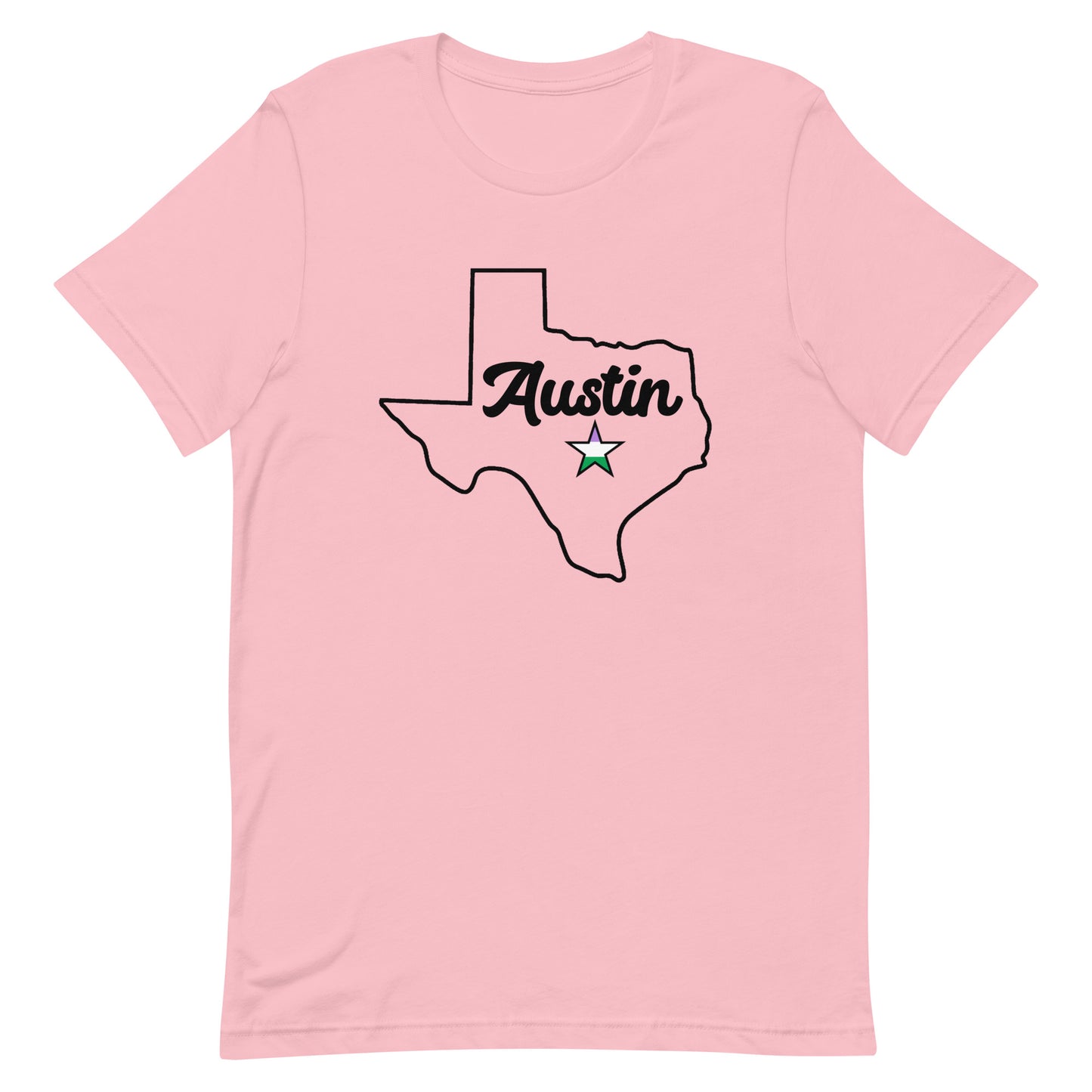 Austin Texas Genderqueer Star Tee Pink Genderqueer unisex-staple-t-shirt-pink-front-63b4ccacd77eb