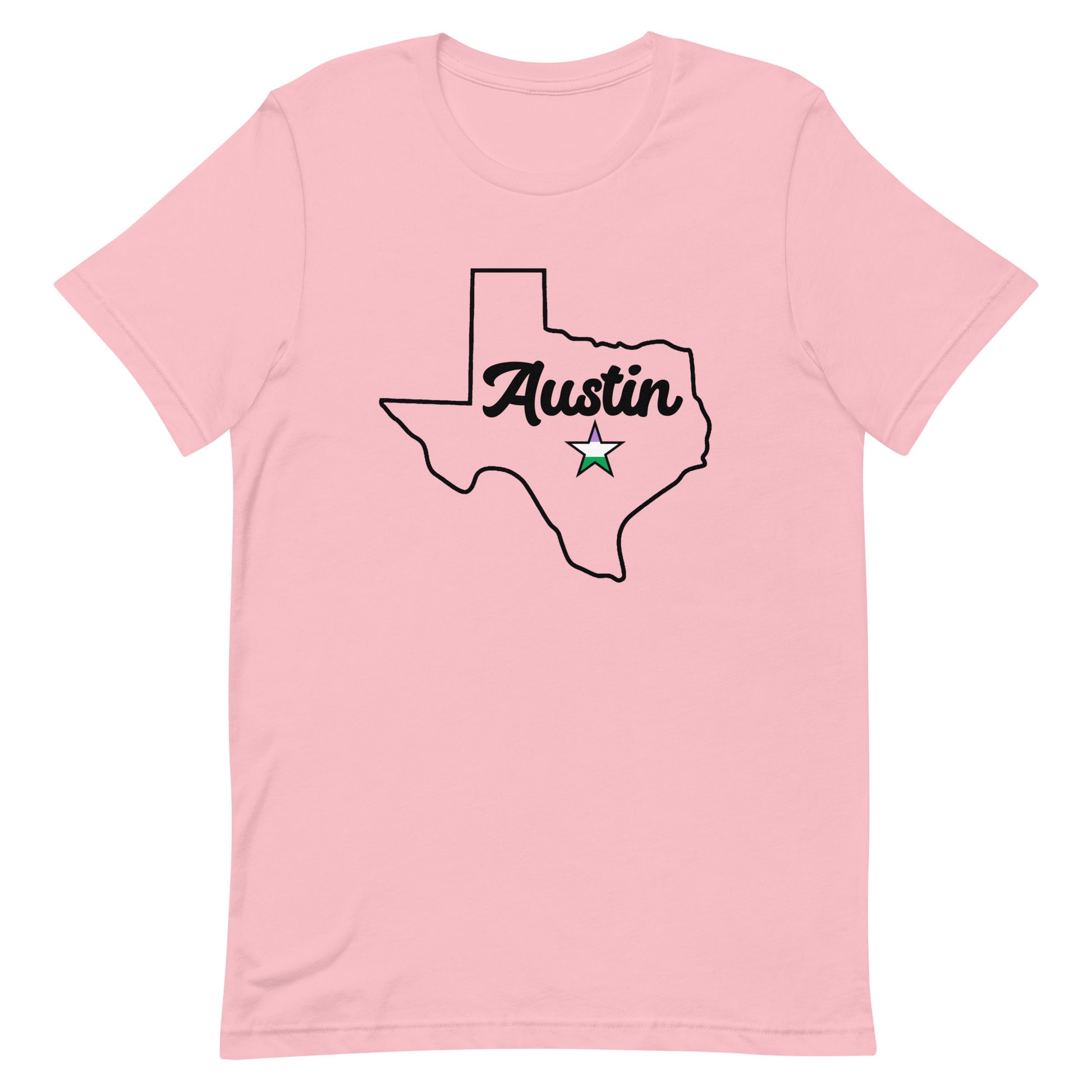 Austin Texas Genderqueer Star Tee Pink Genderqueer unisex-staple-t-shirt-pink-front-63b4ccacd77eb