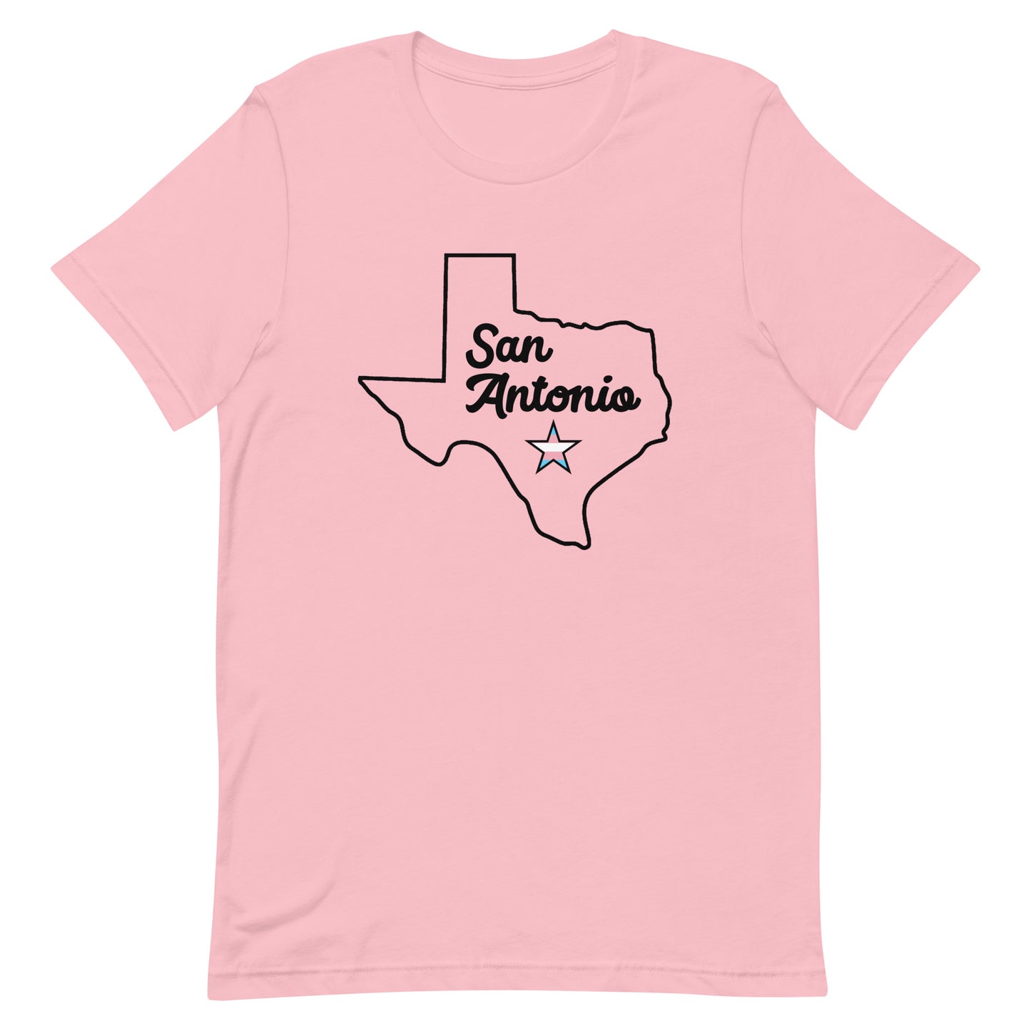 San Antonio Texas Transgender Star Tshirt Pink Transgender unisex-staple-t-shirt-pink-front-63b61c228e4cf