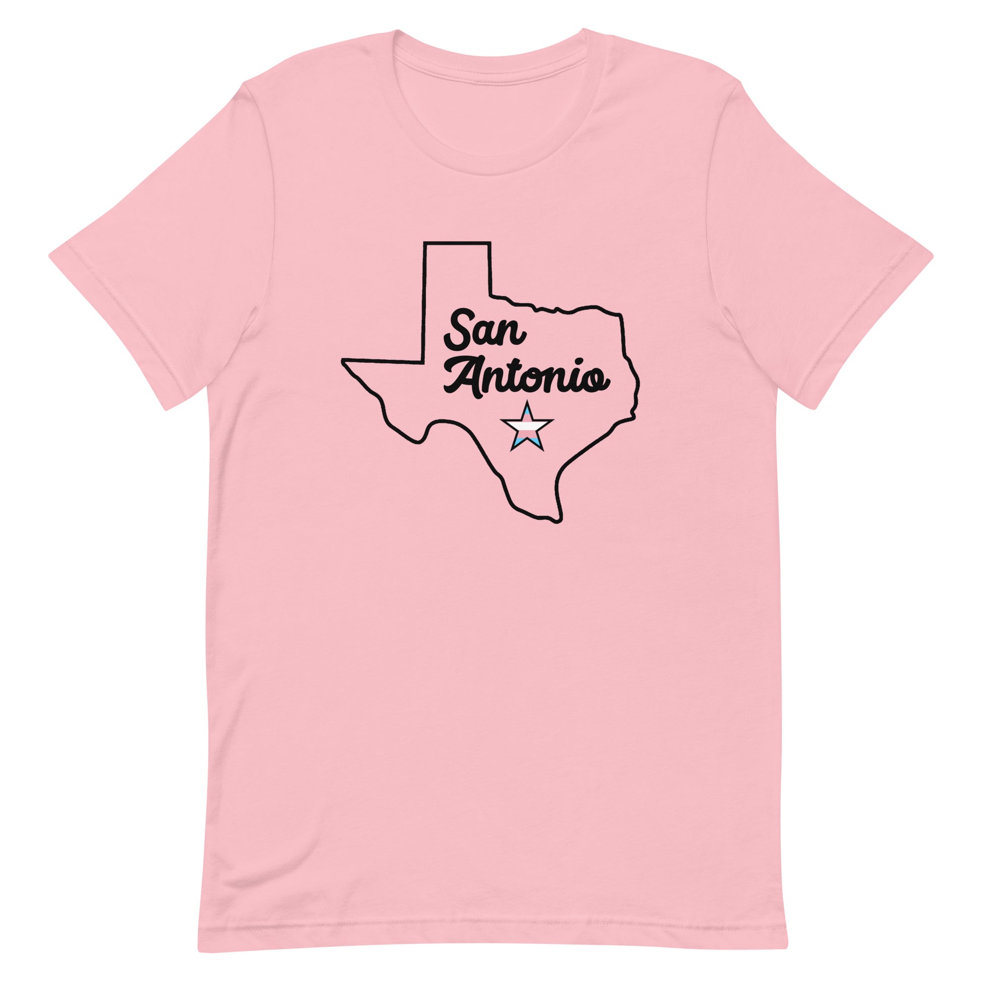 San Antonio Texas Transgender Star Tshirt Pink Transgender unisex-staple-t-shirt-pink-front-63b61c228e4cf