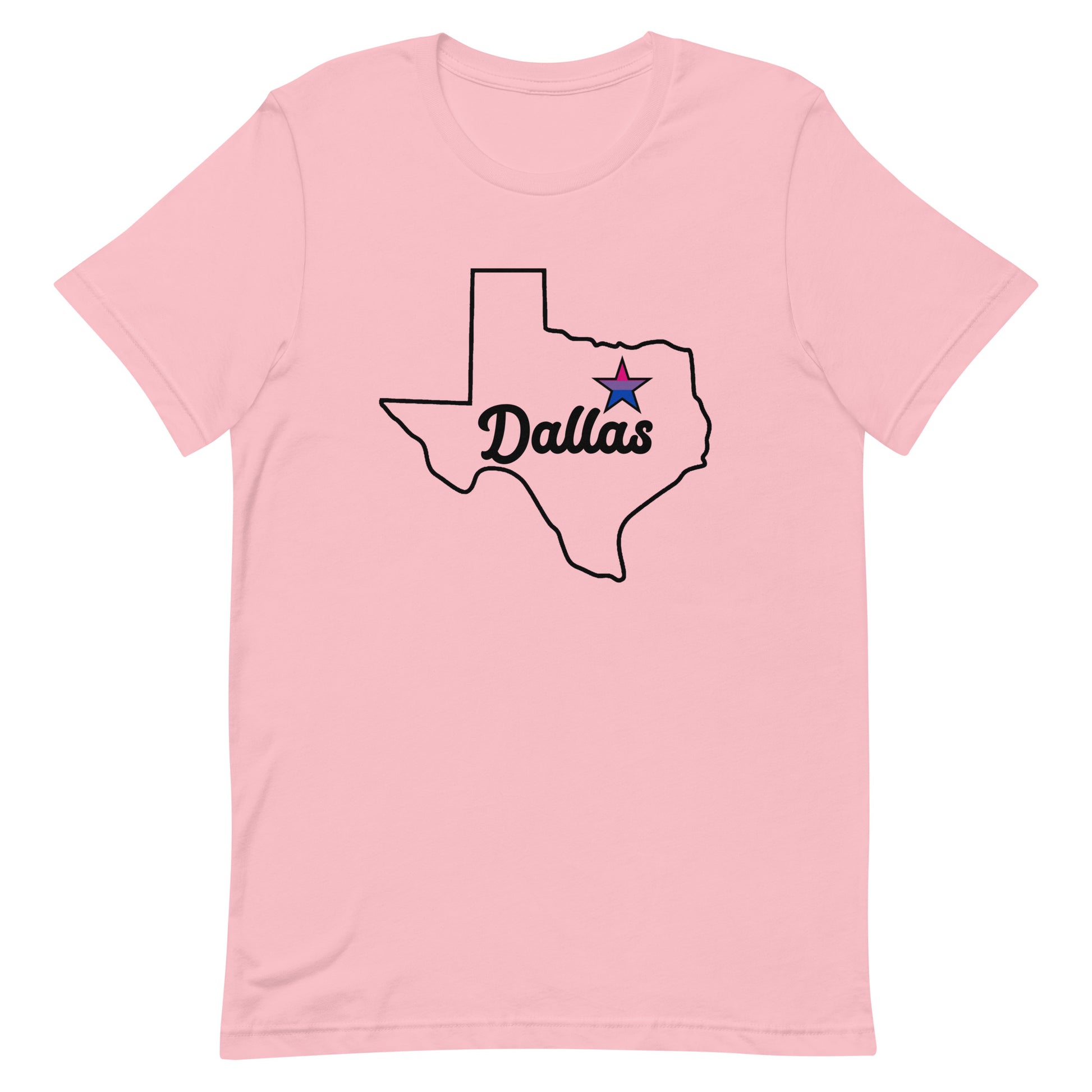 Dallas Texas Bisexual Star Tee Pink Bisexual unisex-staple-t-shirt-pink-front-63b62891128fa