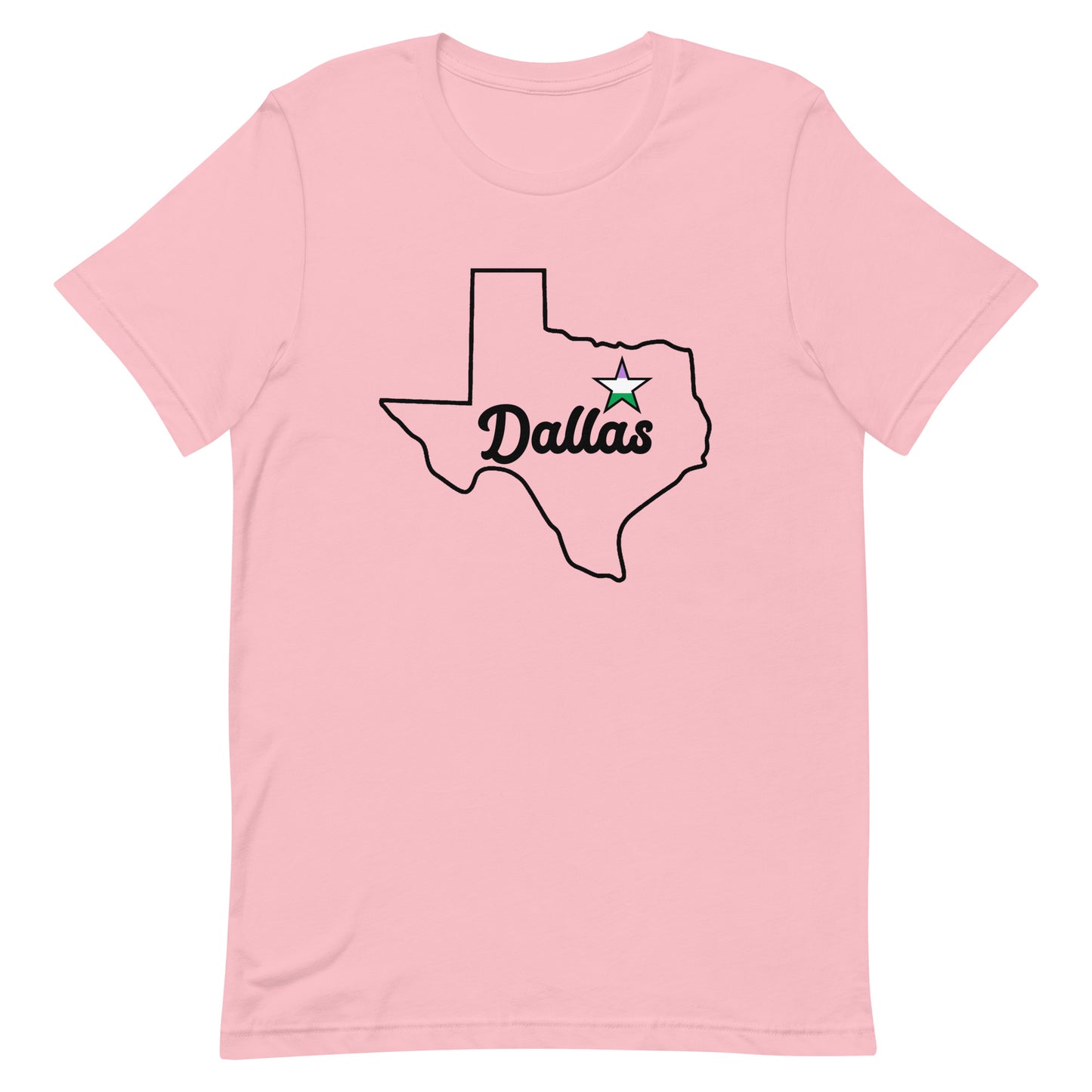 Dallas Texas Genderqueer Star Tee Pink Genderqueer unisex-staple-t-shirt-pink-front-63b62933d611f