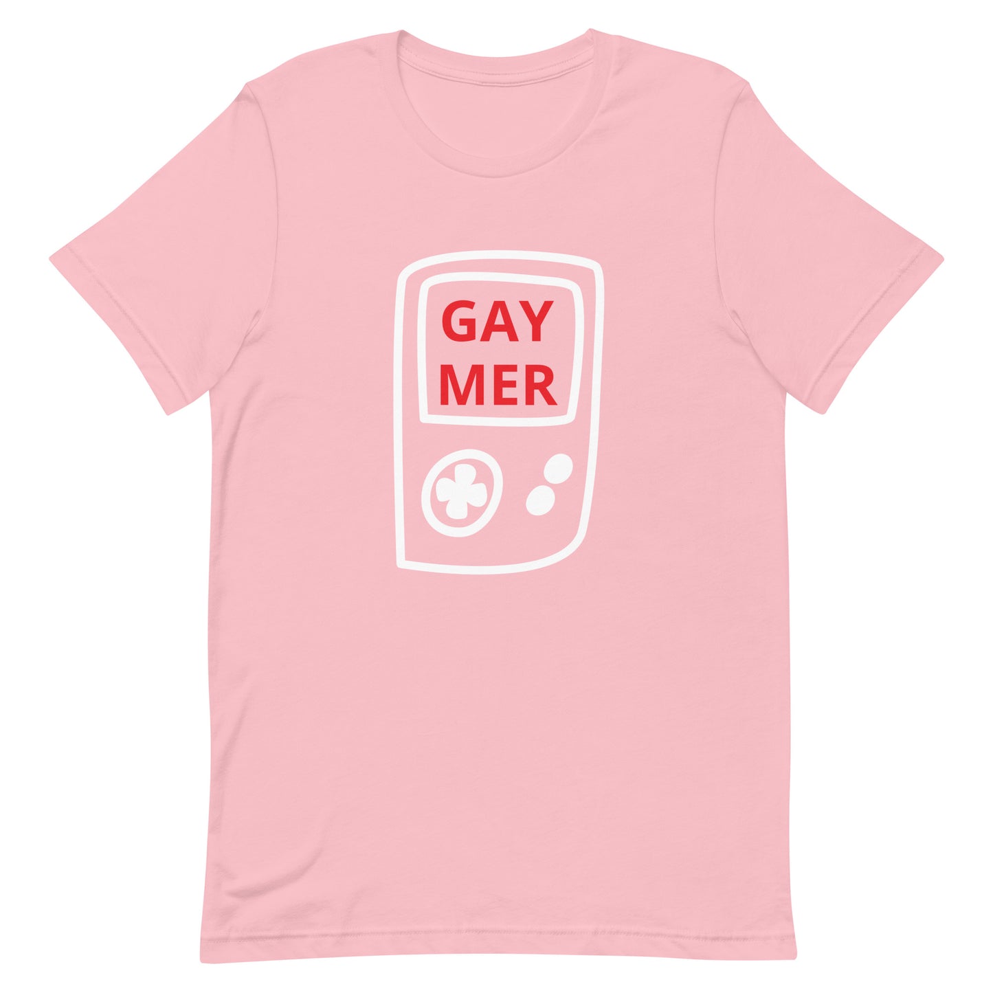 Gaymer Handheld Tee Pink Gay unisex-staple-t-shirt-pink-front-63b76fa7d9a44