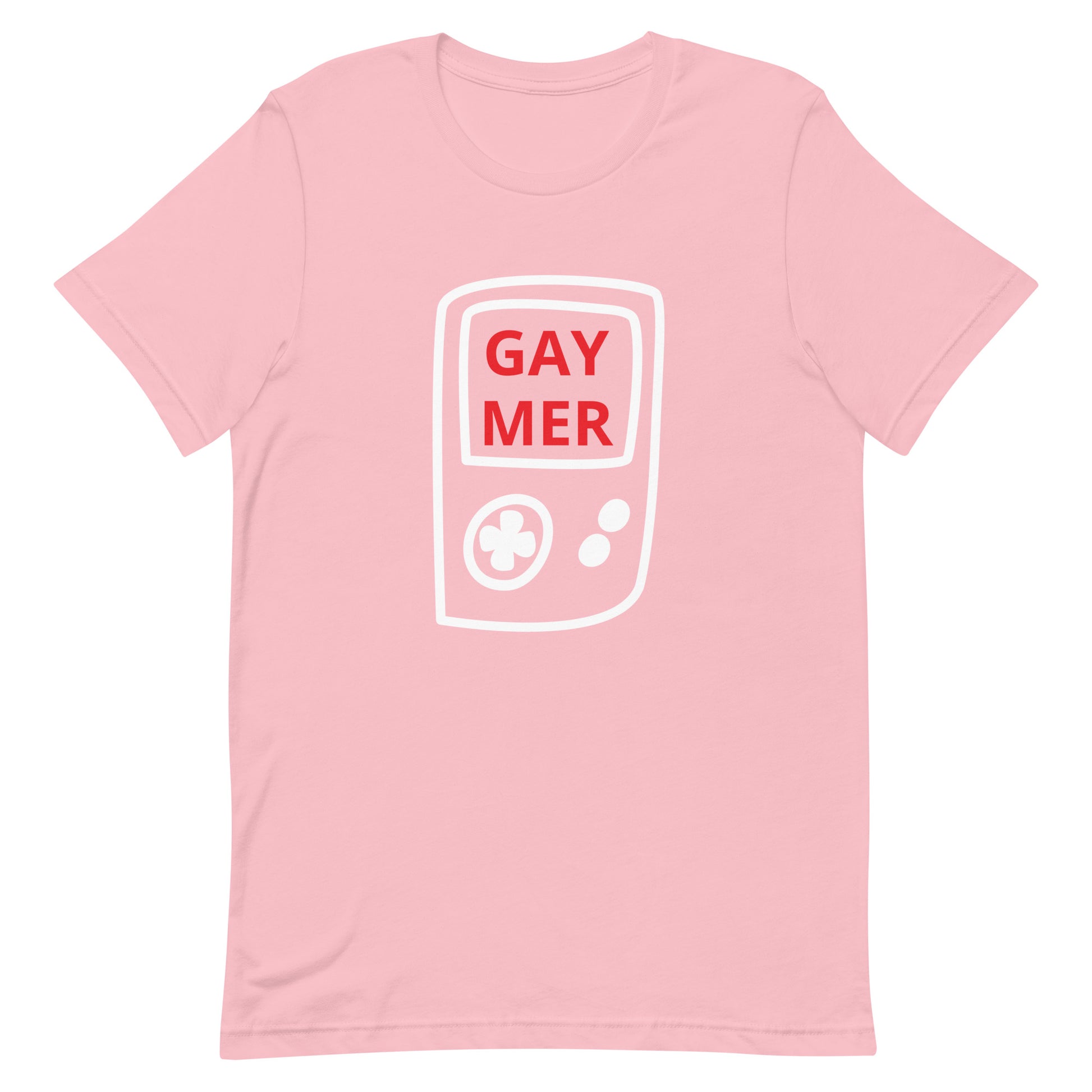 Gaymer Handheld Tee Pink Gay unisex-staple-t-shirt-pink-front-63b76fa7d9a44