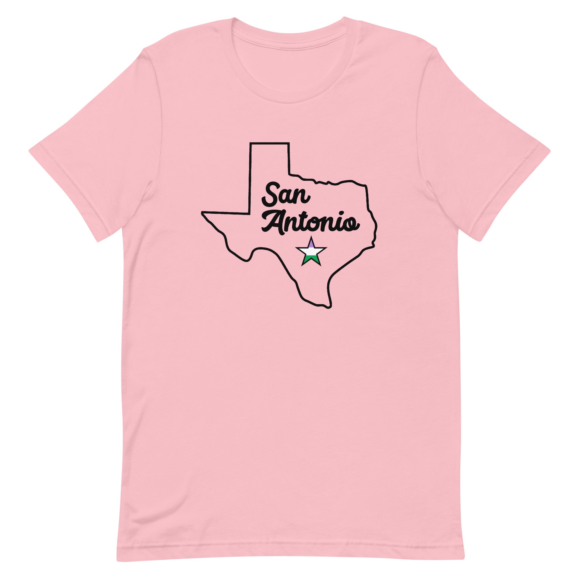 San Antonio Texas Genderqueer Star T-shirt Pink Genderqueer unisex-staple-t-shirt-pink-front-63b773a50b5e2