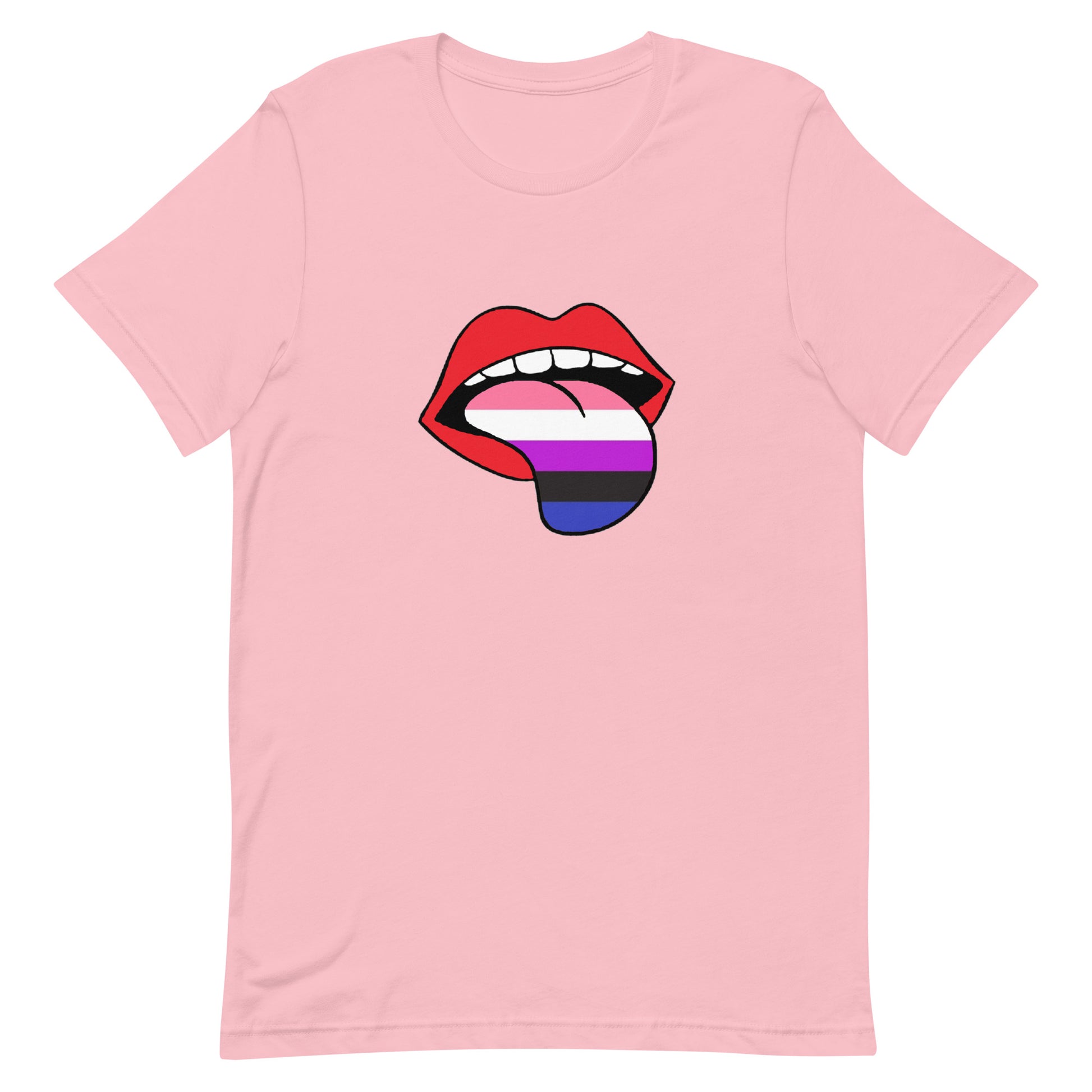 Genderfluid Pride Shirt - Tongue Pink Genderfluid unisex-staple-t-shirt-pink-front-63b77f7fcfbb0