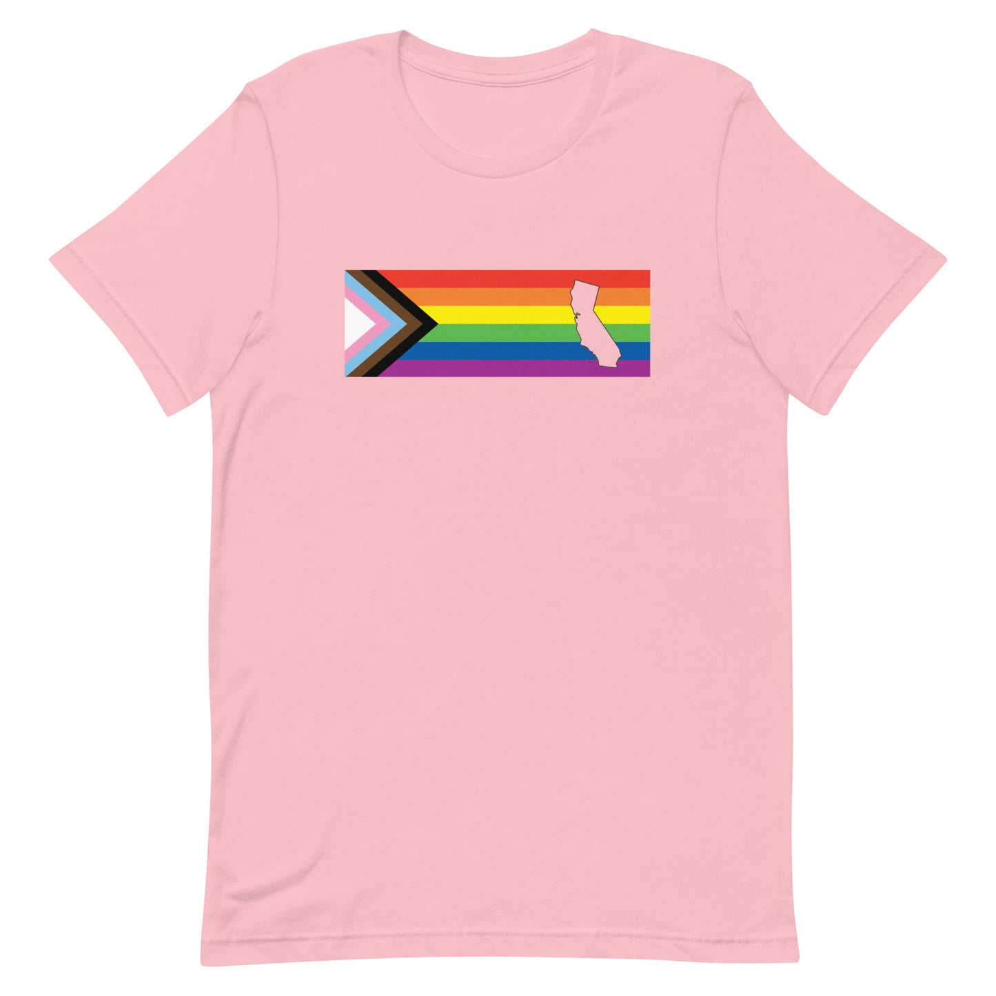 LGBTQ Progress California Tee - Daniel Quasar Pink unisex-staple-t-shirt-pink-front-63b9dc2dd1781