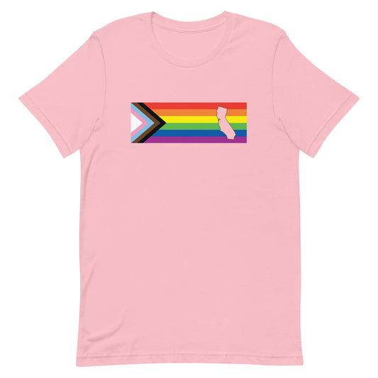 LGBTQ Progress California Tee - Daniel Quasar Pink unisex-staple-t-shirt-pink-front-63b9dc2dd1781 Tee