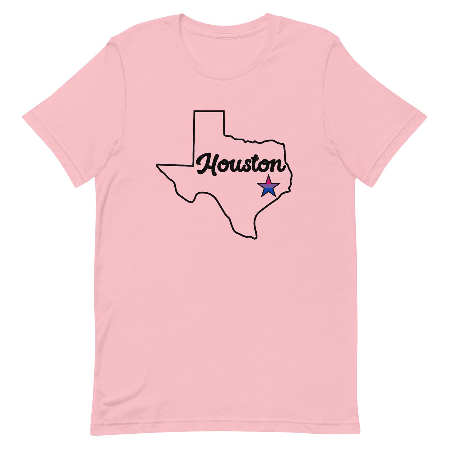 Houston Texas Bisexual Star Tee Pink Bisexual unisex-staple-t-shirt-pink-front-63ba184e893f4