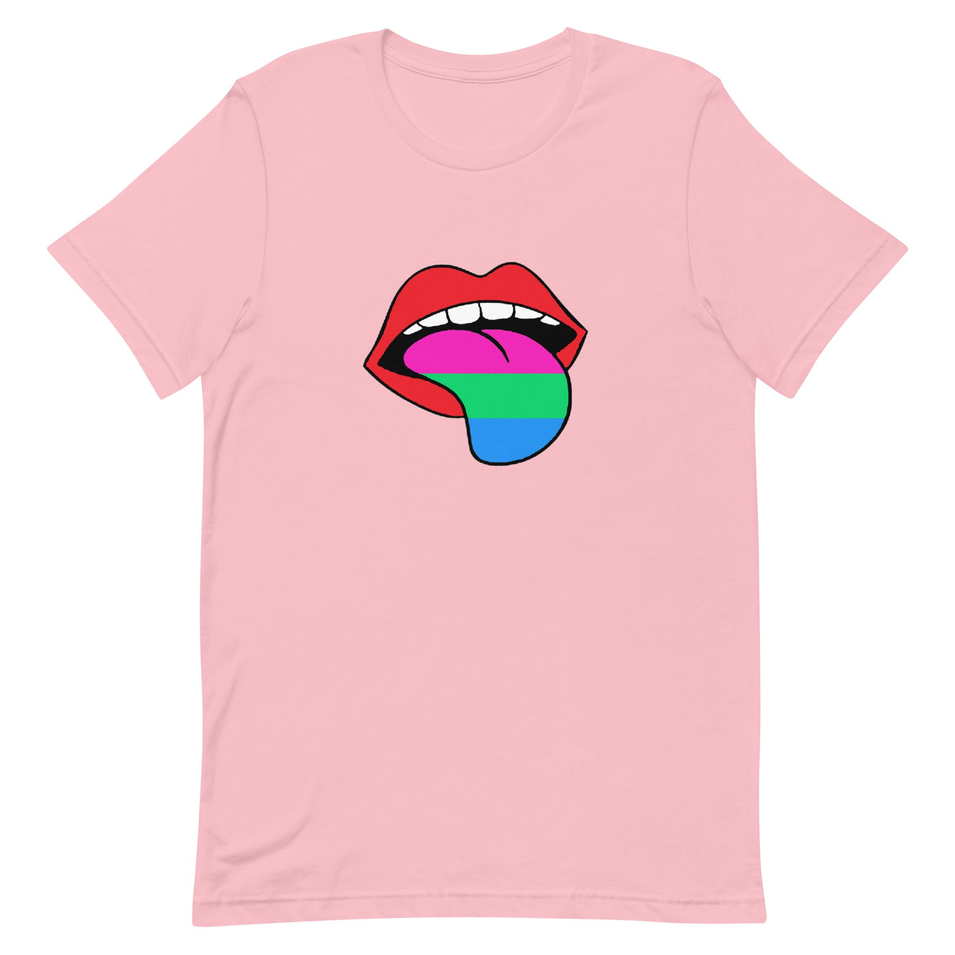 Polysexual Poly Pride T-Shirt - Tongue Pink Polysexual unisex-staple-t-shirt-pink-front-63ba1cf4c5501