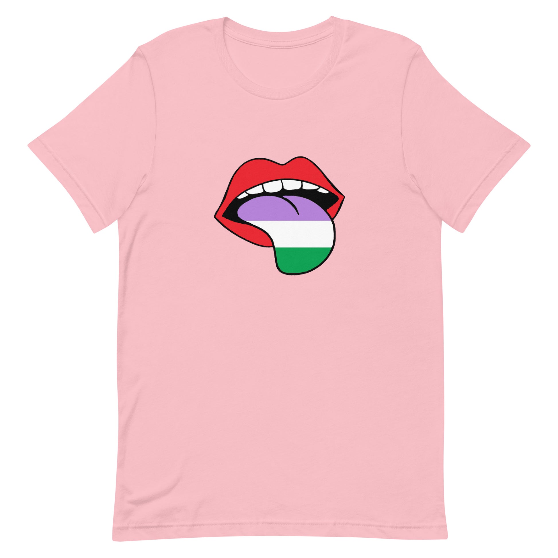 Genderqueer Pride Shirt - Tongue Pink Genderqueer unisex-staple-t-shirt-pink-front-63ba1e1eaefd5