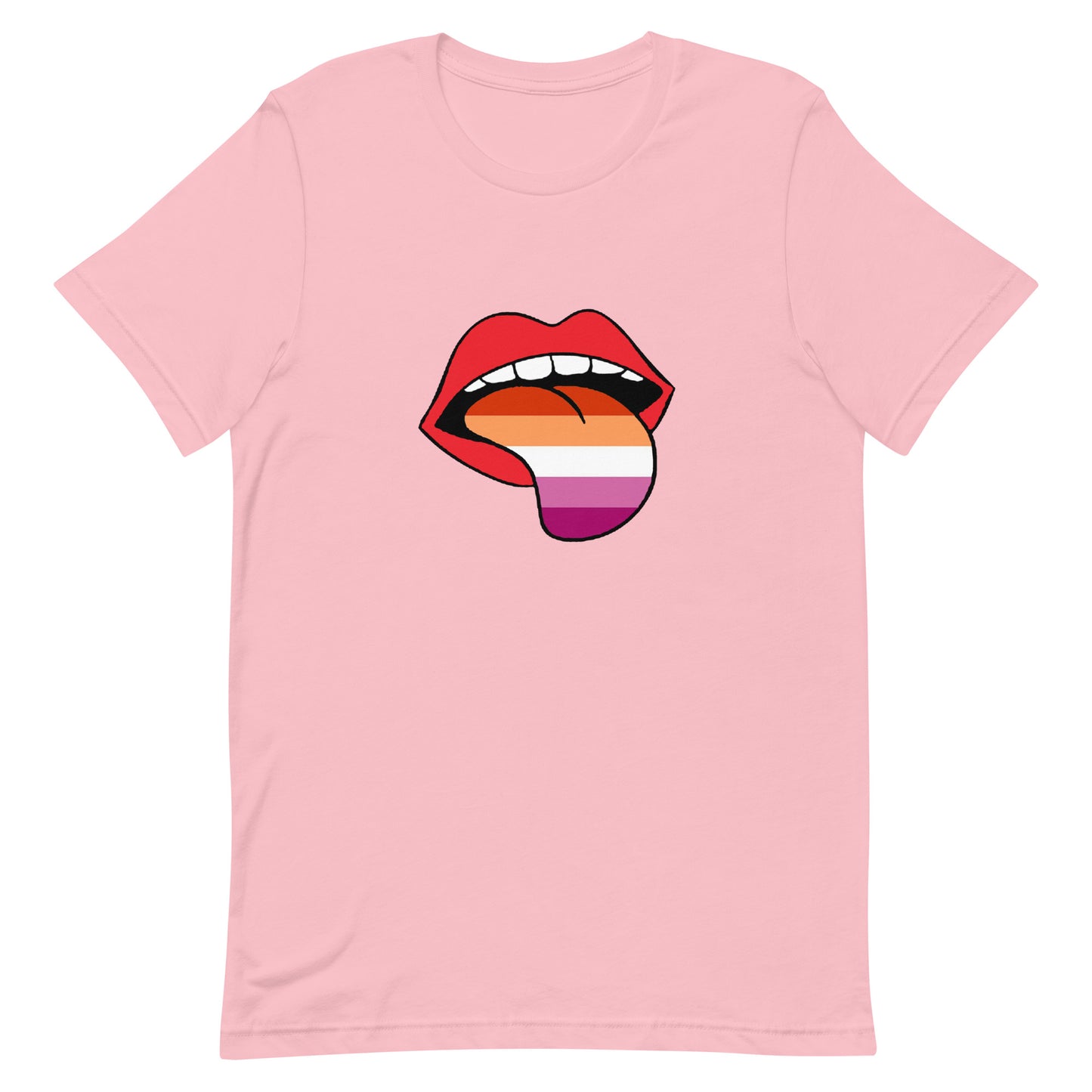 Lesbian Pride T-Shirt - Tongue Pink Lesbian unisex-staple-t-shirt-pink-front-63ba2093b5a49