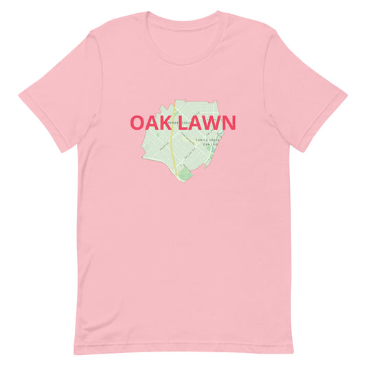 Dallas Texas Oak Lawn Street Map Tee Shirt - Dallas Texas Pink unisex-staple-t-shirt-pink-front-63ba2ef37f13a Tee