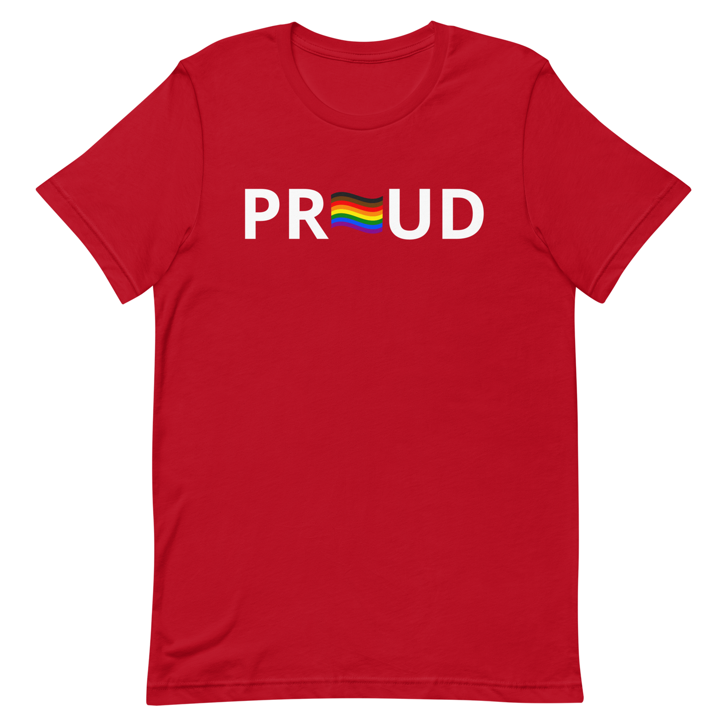 LGBTQ Pride T-Shirt - 8 Stripe "Proud" Red Pride unisex-staple-t-shirt-red-front-6312c771139bb