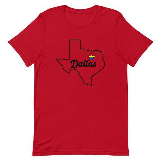 Dallas Texas LGBT Pride Star Tee Red Pride unisex-staple-t-shirt-red-front-63632c5323a03