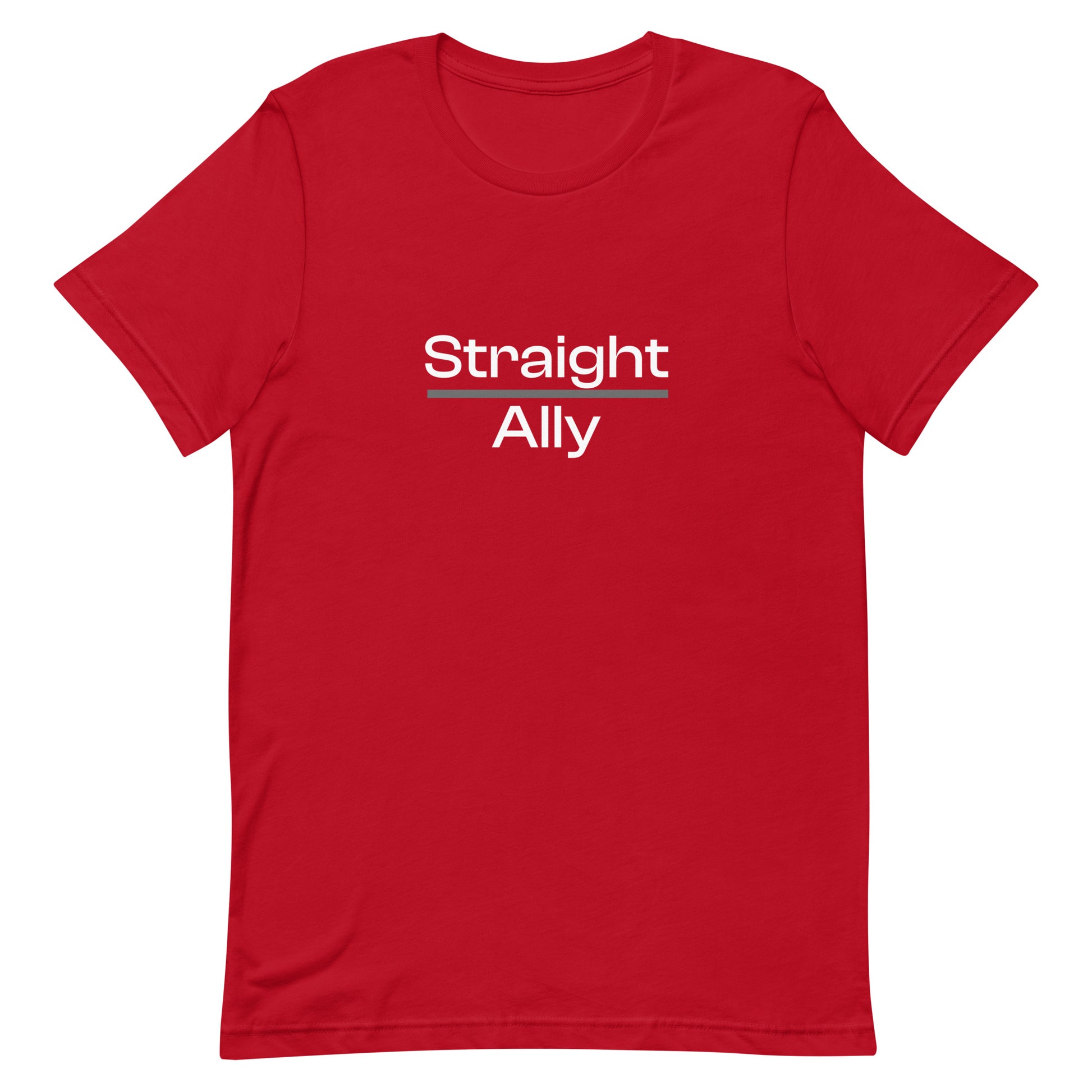 Straight Ally Pride T-Shirt Red Straight Ally unisex-staple-t-shirt-red-front-63b4e62f2be4a