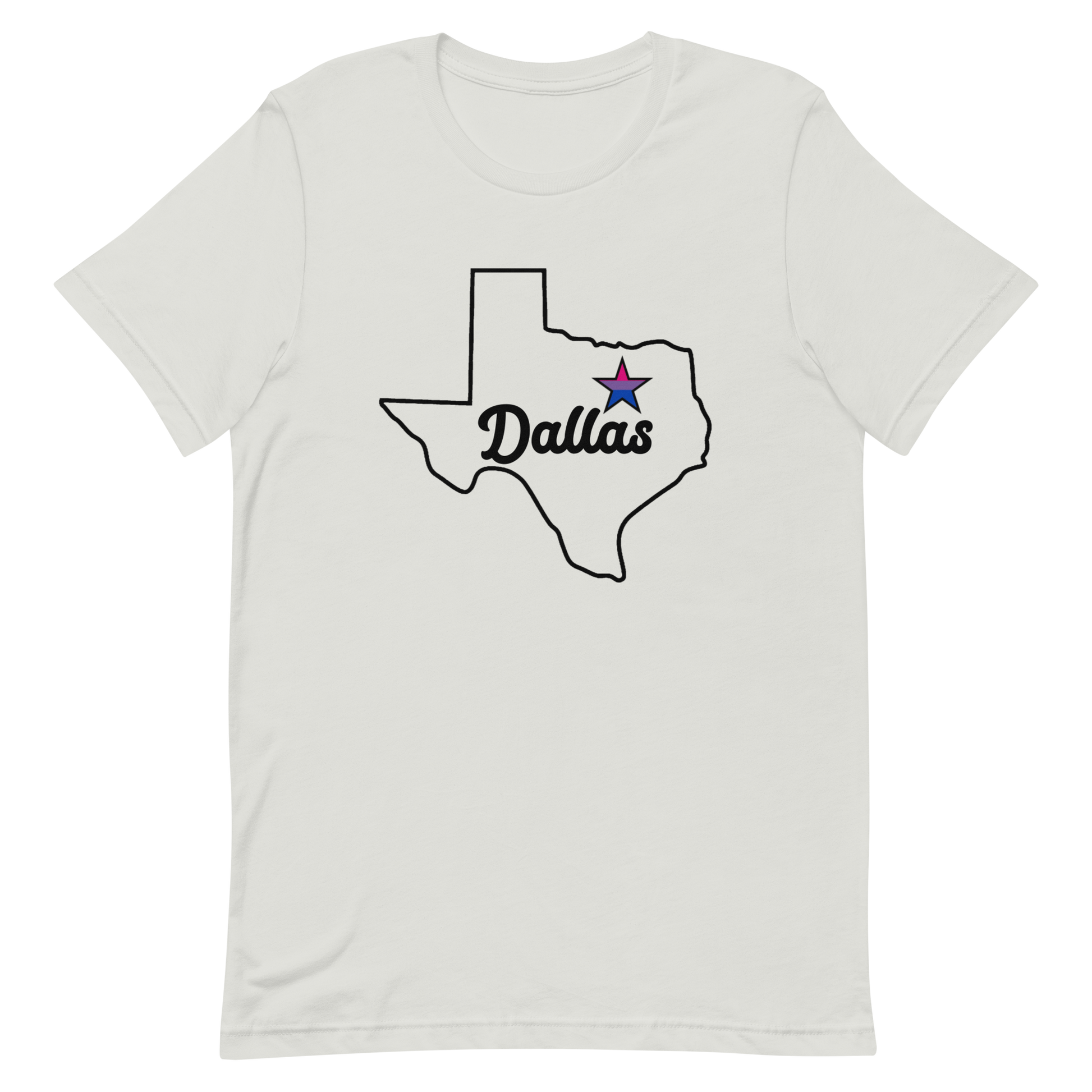 Dallas Texas Bisexual Star Tee Silver Bisexual unisex-staple-t-shirt-silver-front-635b17144781b