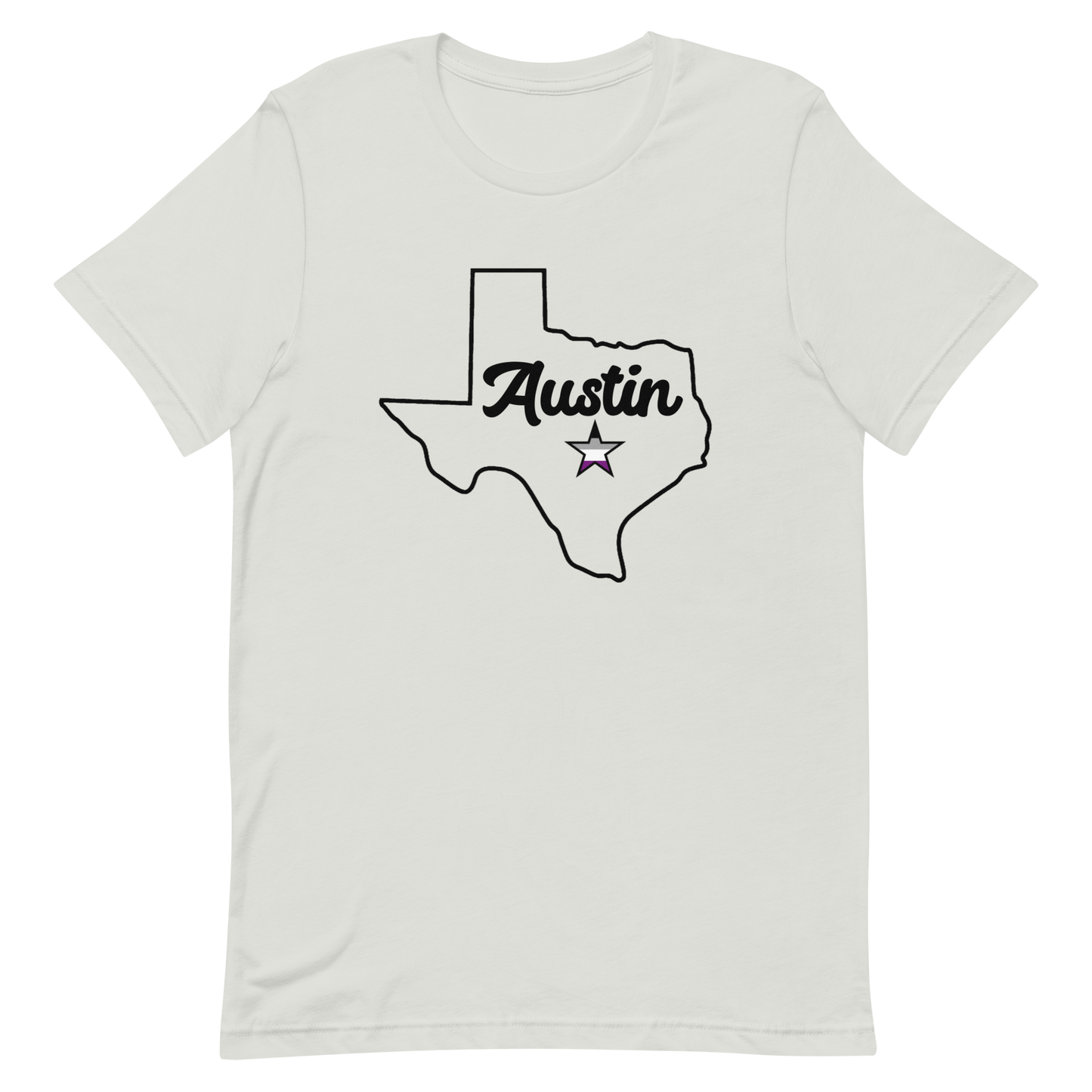 Austin Texas Asexual Star Tee Silver Asexual unisex-staple-t-shirt-silver-front-635b2cc2d84f5