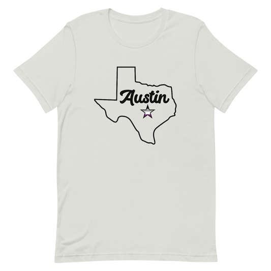 Austin Texas Asexual Star Tee Silver Asexual unisex-staple-t-shirt-silver-front-635b2cc2d84f5