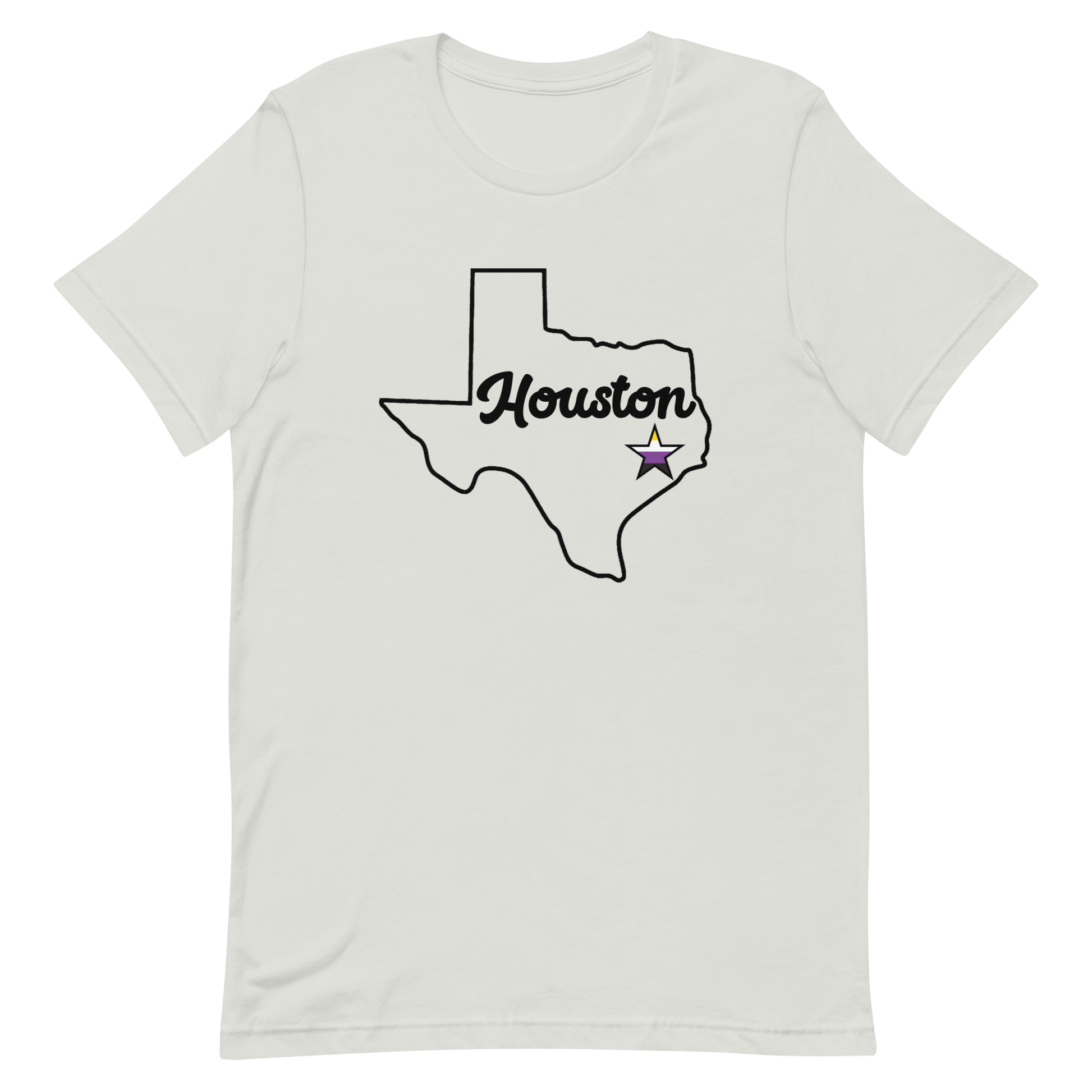 Houston Texas Nonbinary Star Tee Silver Nonbinary unisex-staple-t-shirt-silver-front-635b6335b76f2