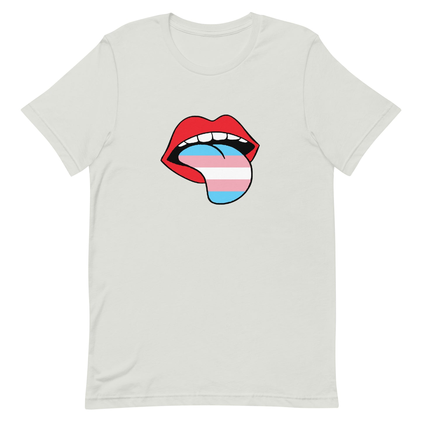 Transgender Trans Pride T-Shirt - Tongue Silver Transgender unisex-staple-t-shirt-silver-front-63b4b95964e97