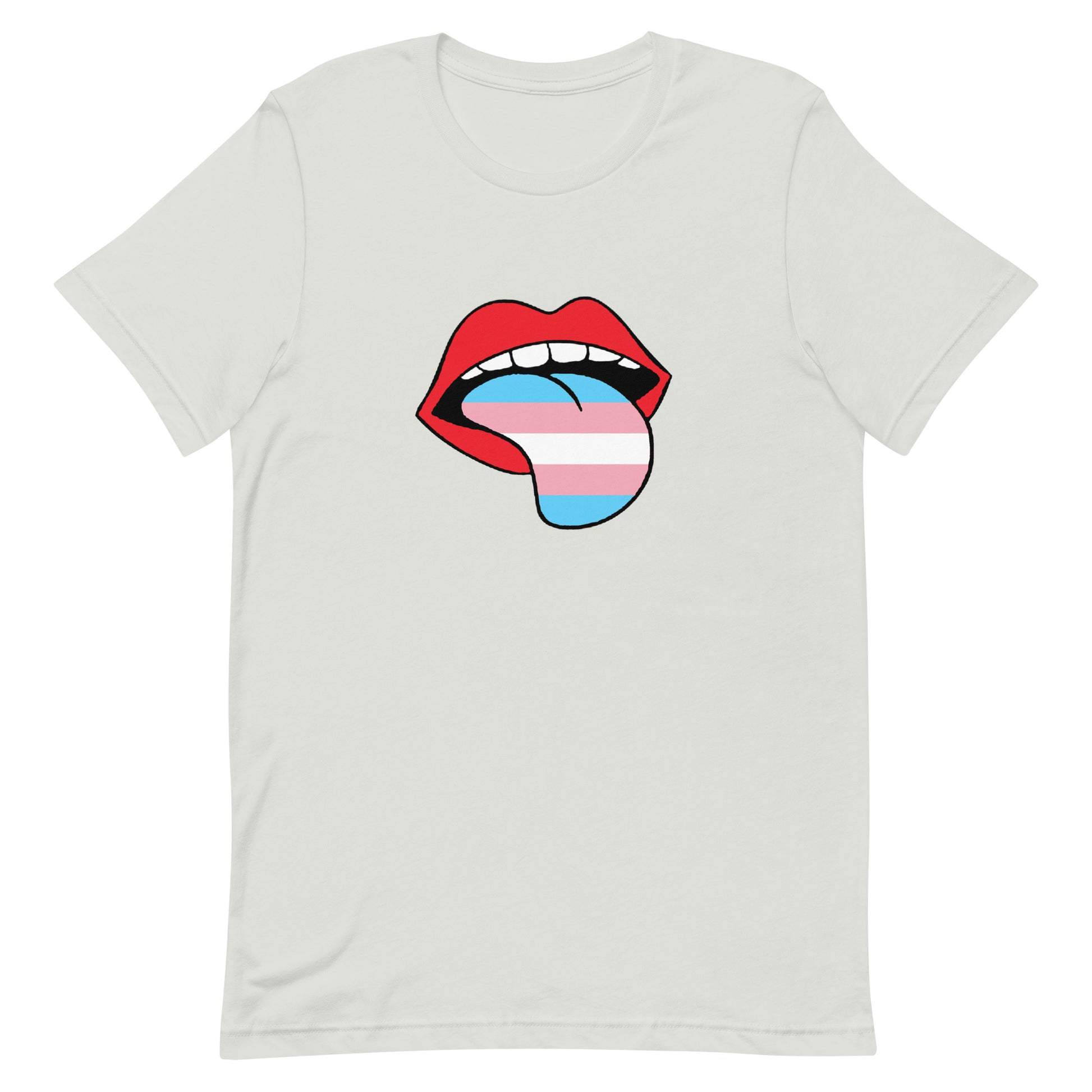 Transgender Trans Pride T-Shirt - Tongue Silver Transgender unisex-staple-t-shirt-silver-front-63b4b95964e97