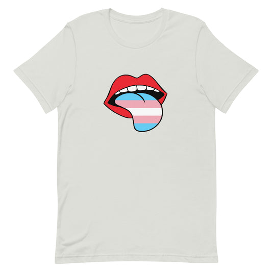 Transgender Trans Pride T-Shirt - Tongue Silver Transgender unisex-staple-t-shirt-silver-front-63b4b95964e97