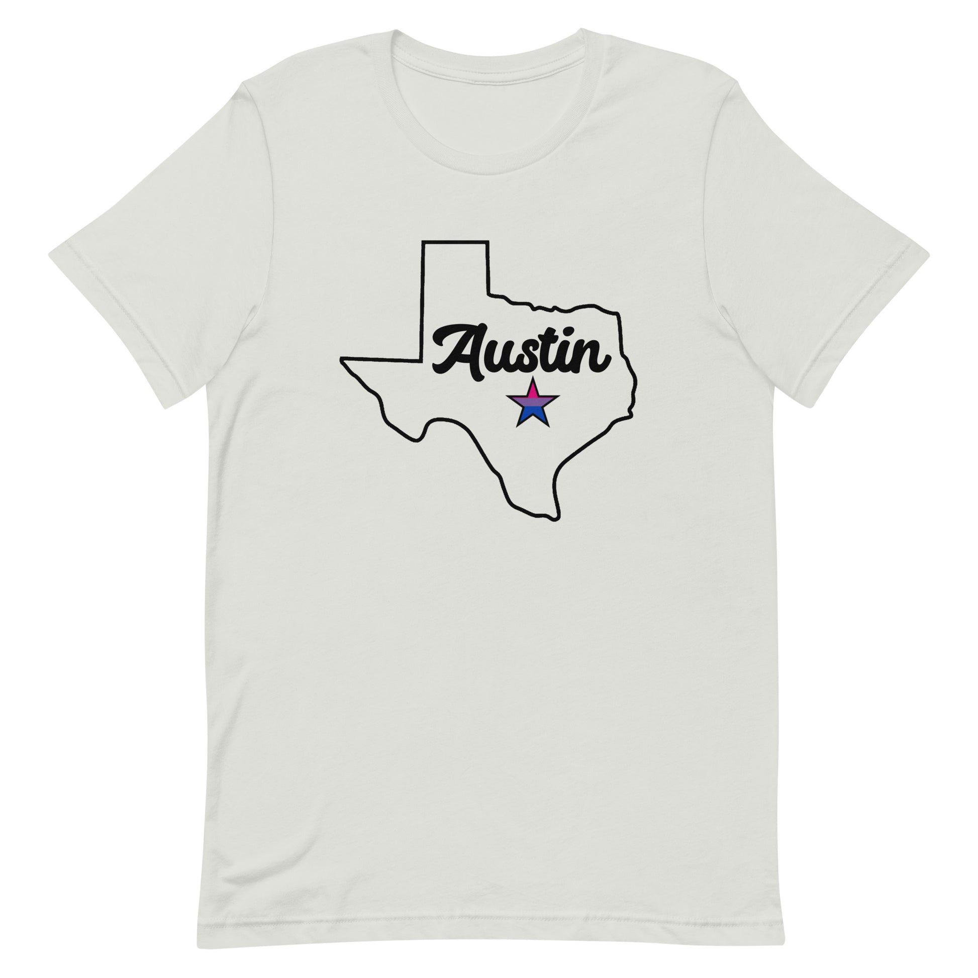 Austin Texas Bisexual Star Tee Silver Bisexual unisex-staple-t-shirt-silver-front-63b4cc27d5e29