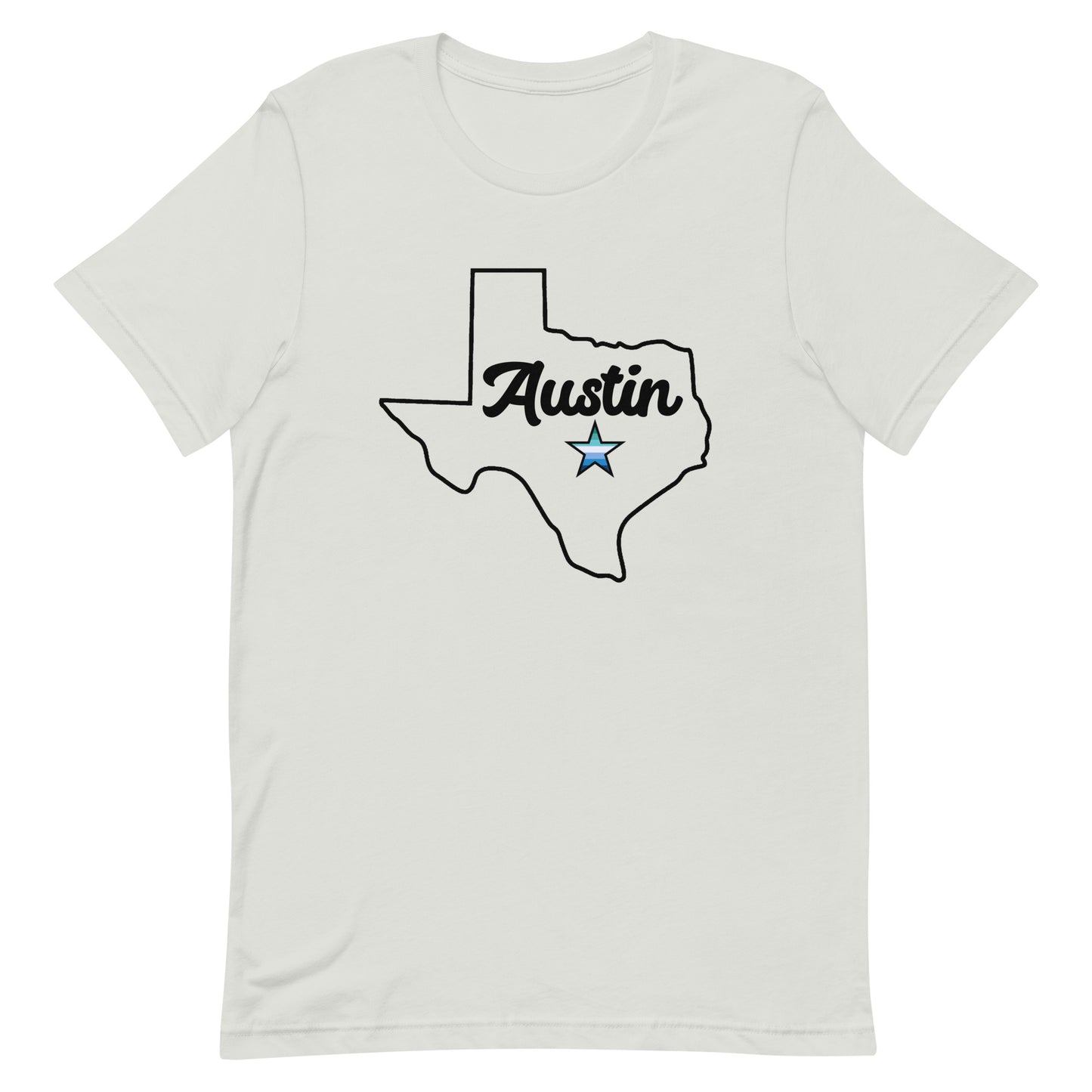 Austin Texas Gay Star Tee Silver Gay unisex-staple-t-shirt-silver-front-63b4cc5448b5a