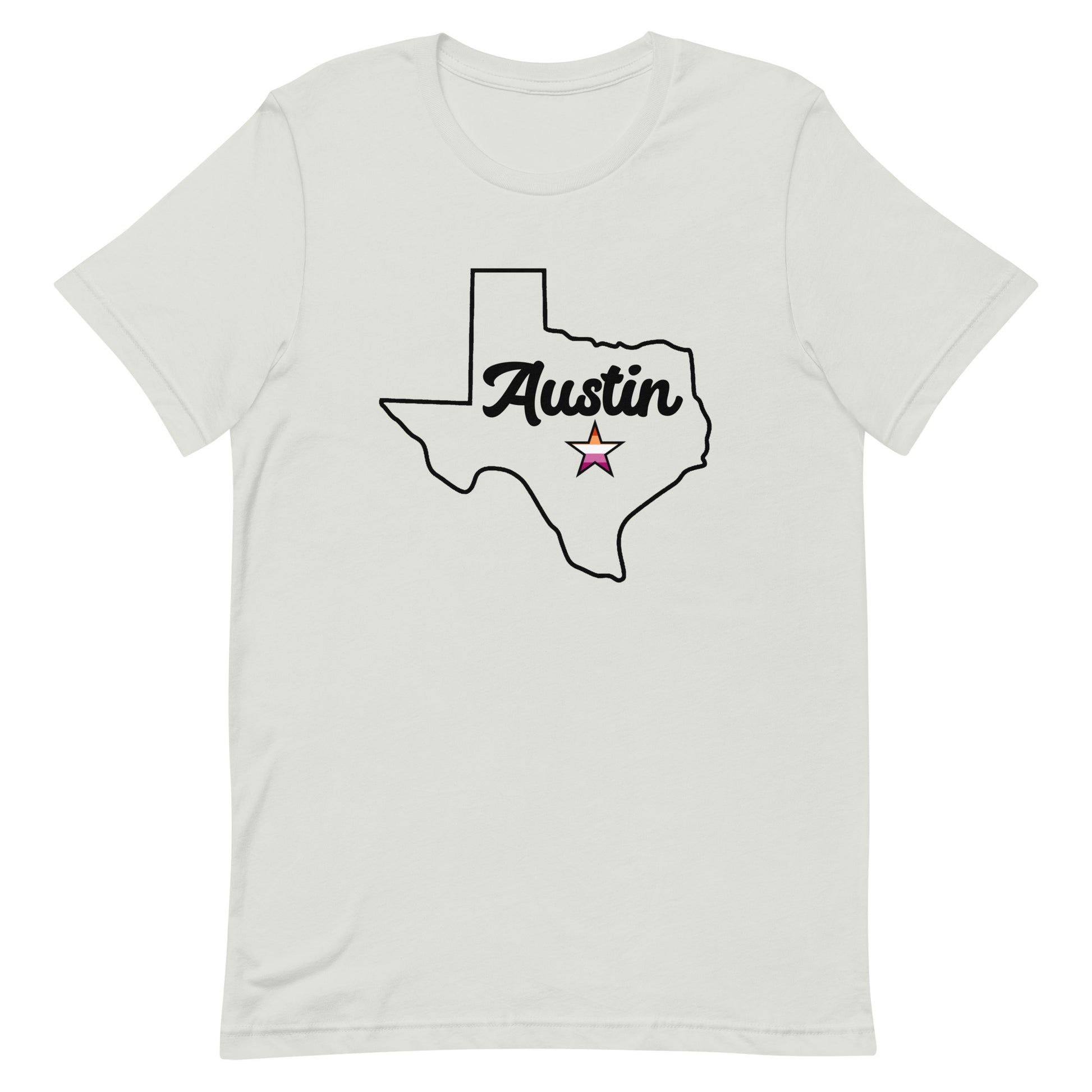 Austin Texas Lesbian Star Tee Silver Lesbian unisex-staple-t-shirt-silver-front-63b4ccd39a345