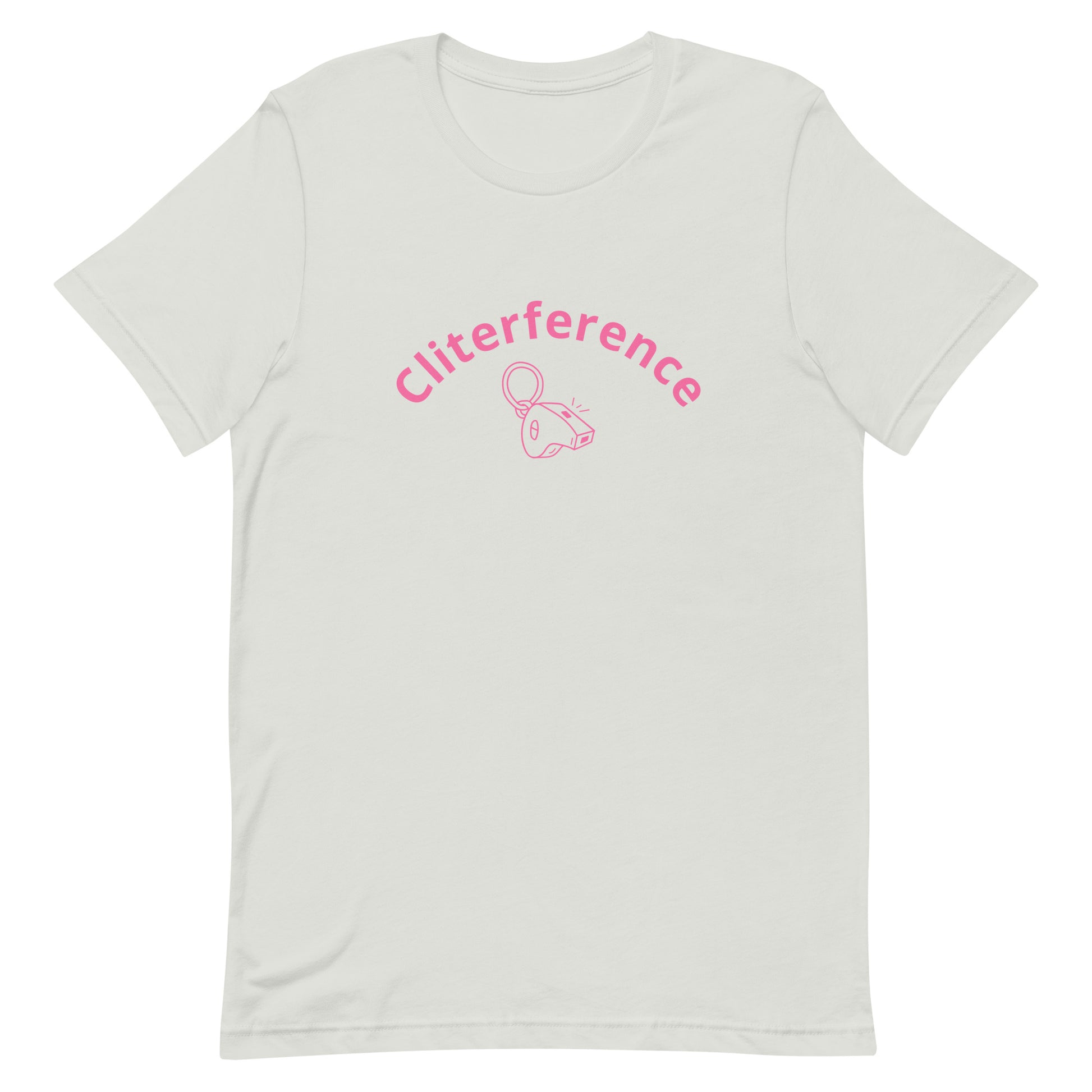 Lesbian Pride T-Shirt - Cliterference Silver Lesbian unisex-staple-t-shirt-silver-front-63b61b0f807ad