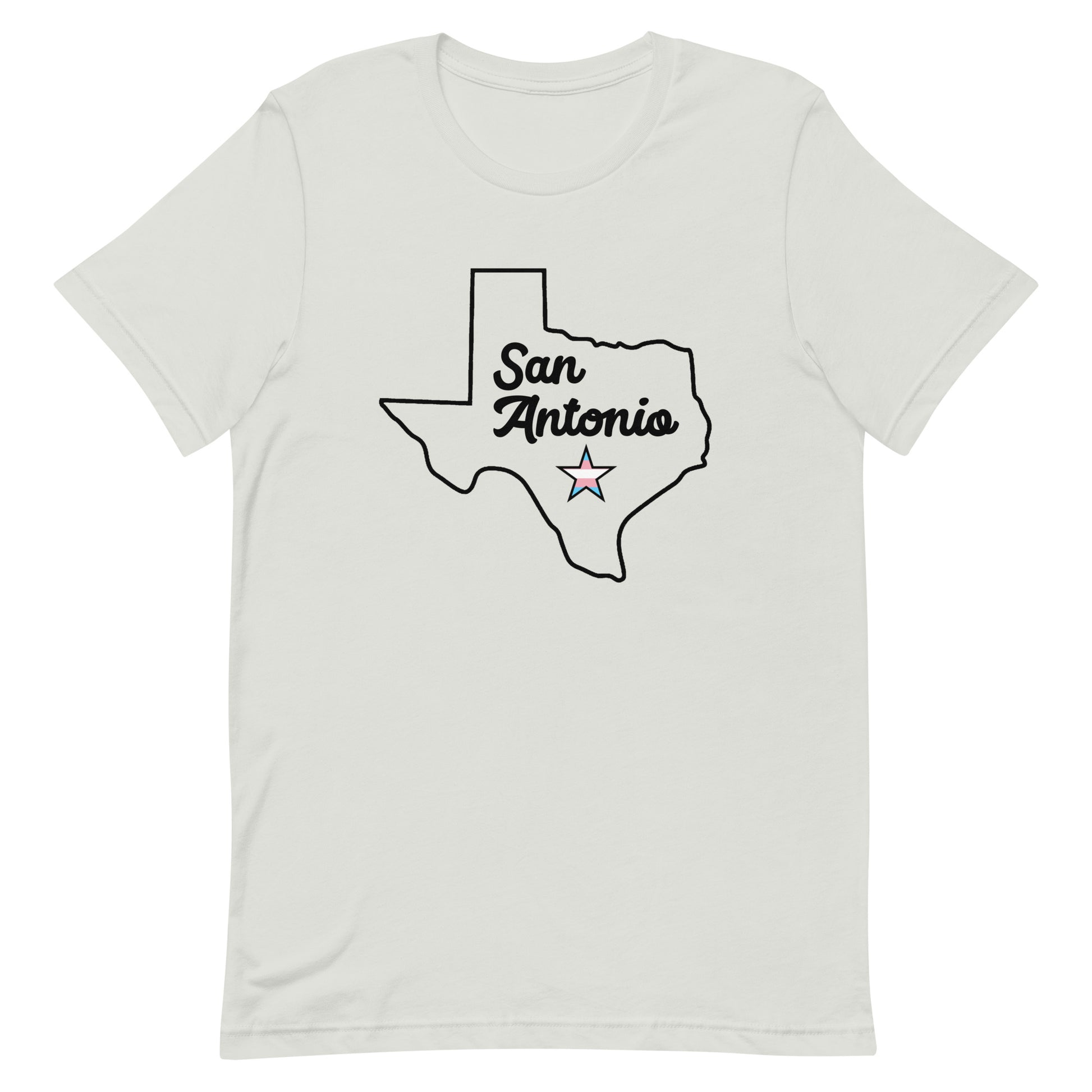 San Antonio Texas Transgender Star Tshirt Silver Transgender unisex-staple-t-shirt-silver-front-63b61c229b1a5