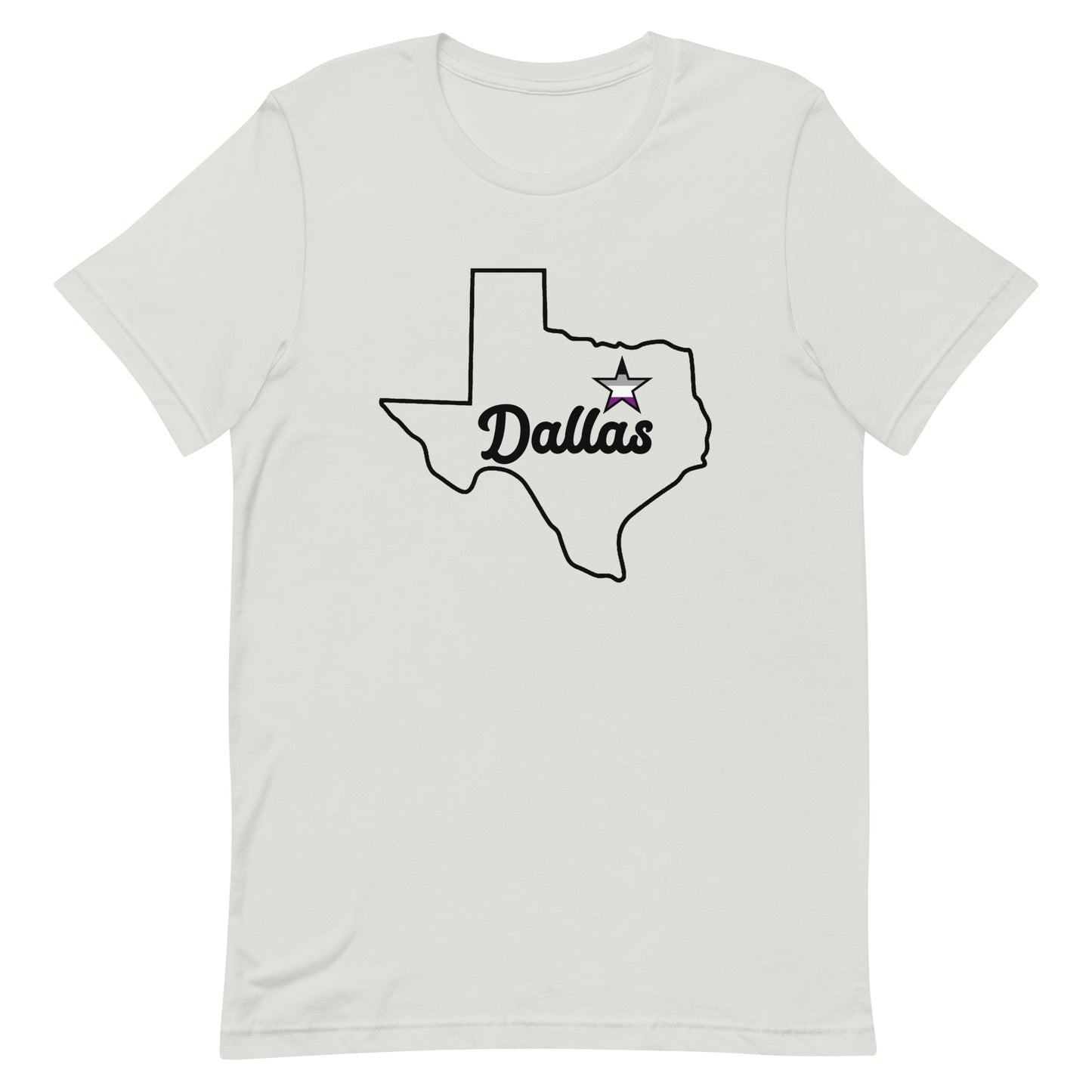 Dallas Texas Asexual Star Tee Silver Asexual unisex-staple-t-shirt-silver-front-63b628366dd0f