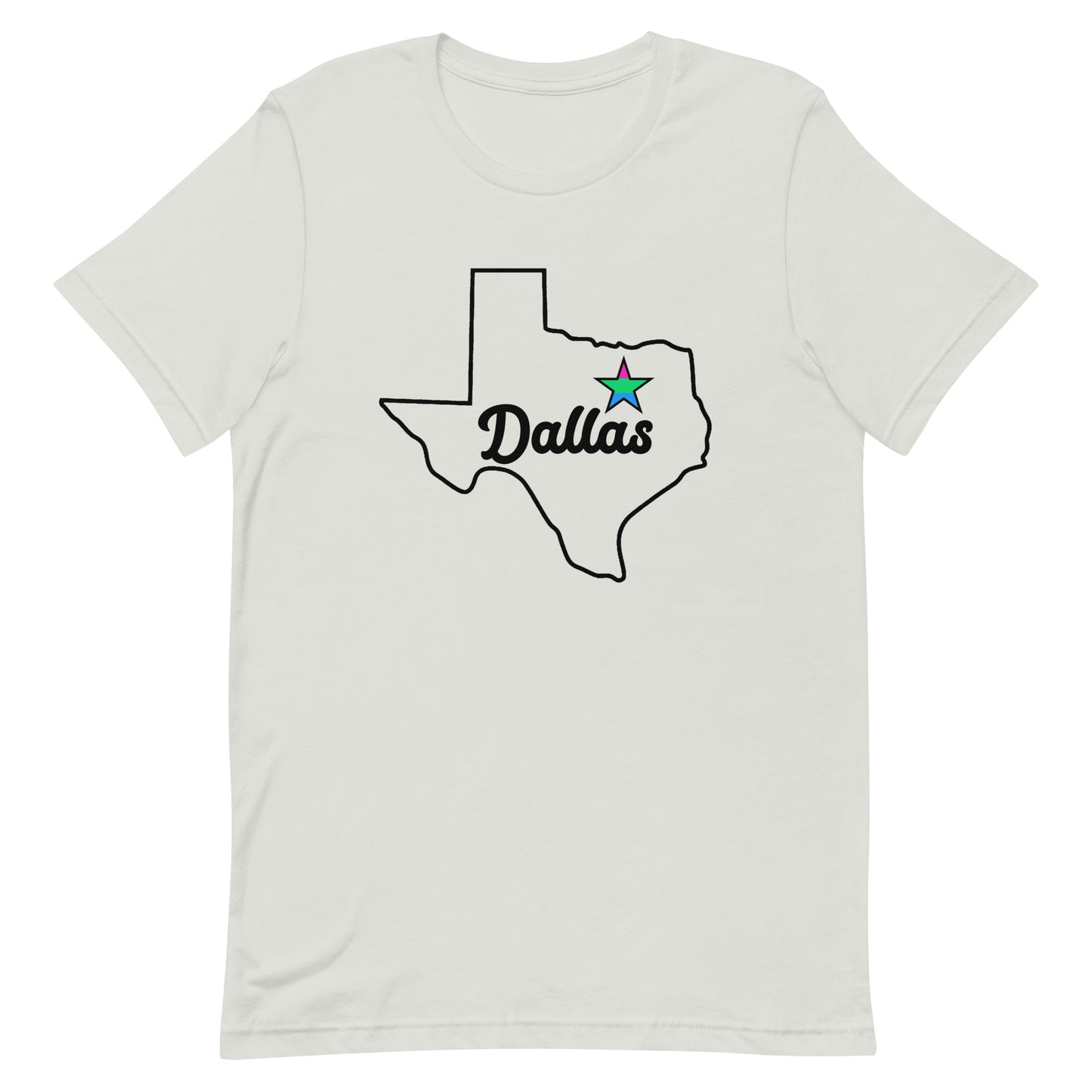 Dallas Texas Polysexual Star Tee Silver Polysexual unisex-staple-t-shirt-silver-front-63b629e6aaf63