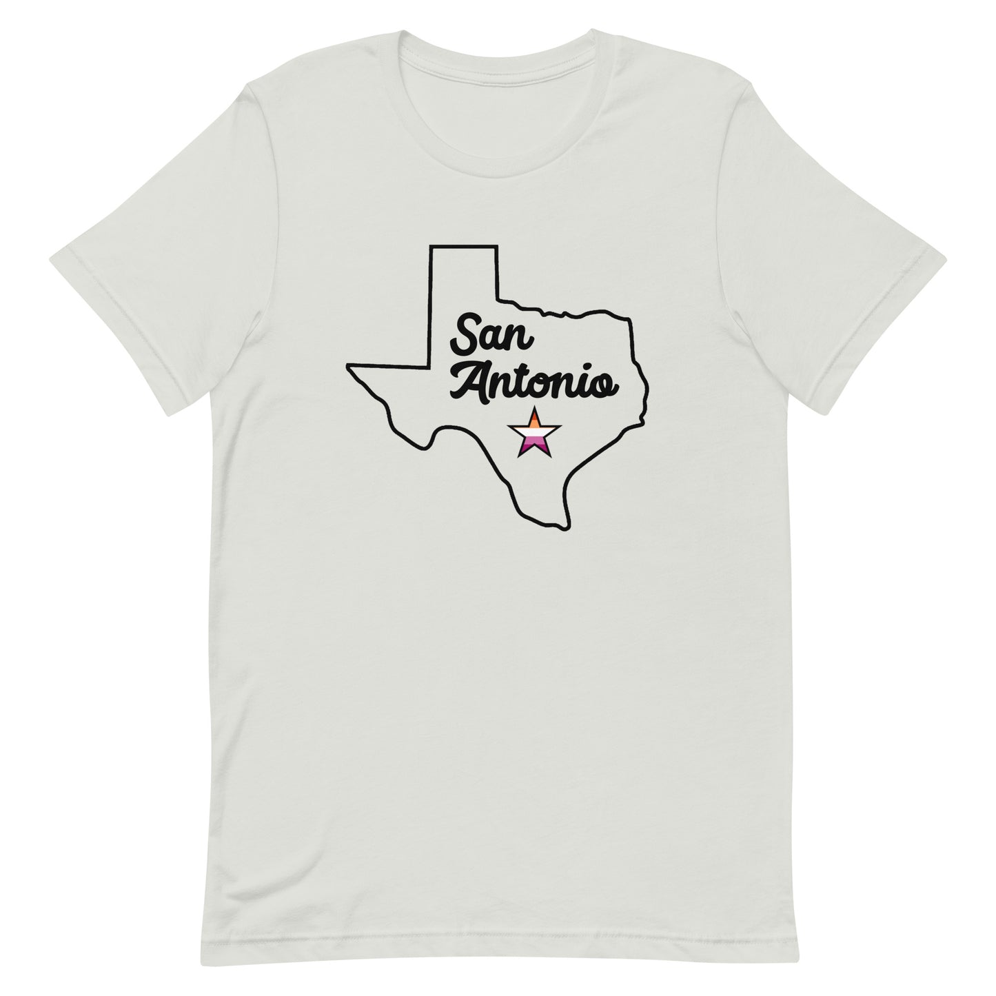 San Antonio Texas Lesbian Star Tshirt Silver Lesbian unisex-staple-t-shirt-silver-front-63b7710ec9c00