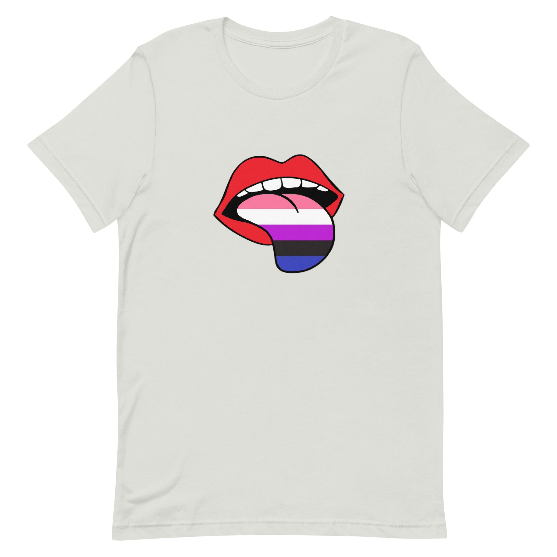 Genderfluid Pride Shirt - Tongue Silver Genderfluid unisex-staple-t-shirt-silver-front-63b77f7fd6ecc