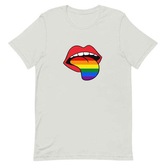 LGBTQ Pride T-Shirt - Rainbow Tongue Silver Pride unisex-staple-t-shirt-silver-front-63b899c746efa