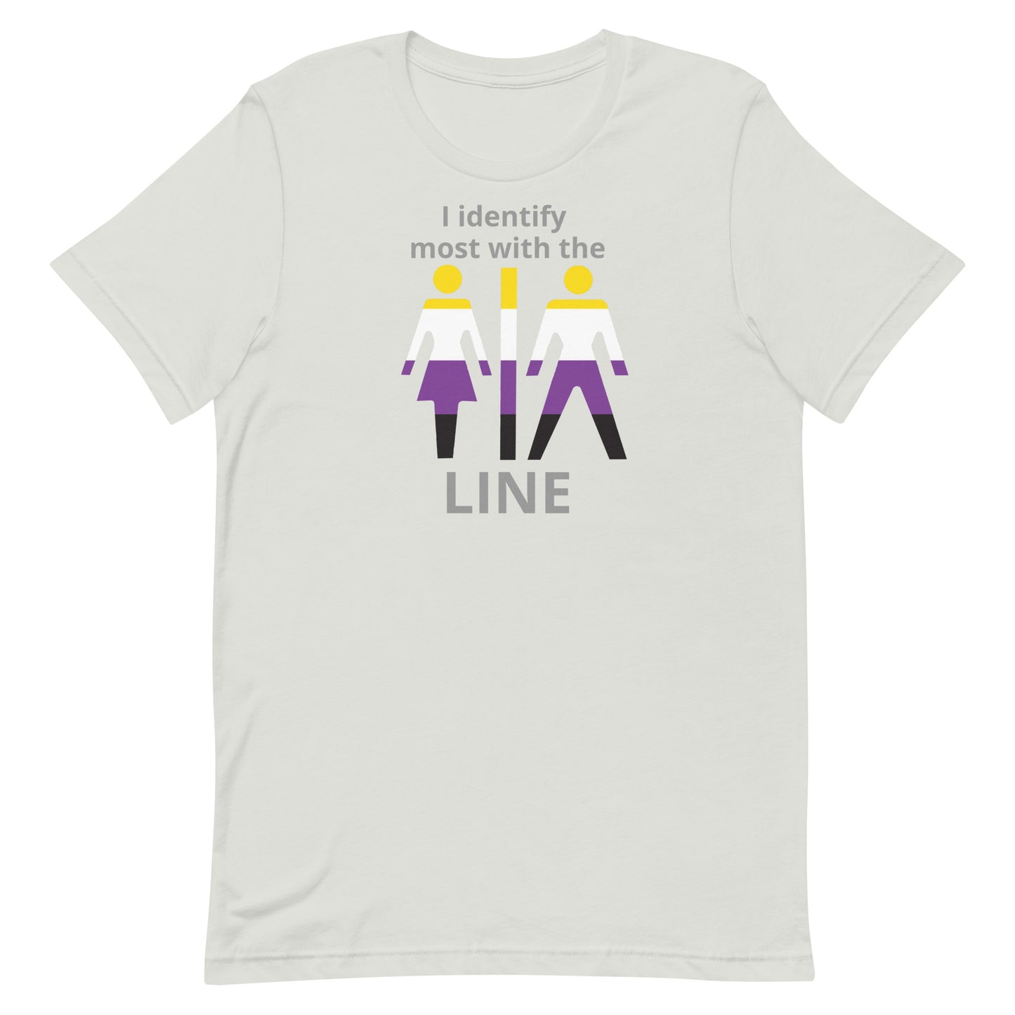 Nonbinary Enby Pride T-Shirt I Identify Most With The Line Silver Nonbinary unisex-staple-t-shirt-silver-front-63b9d65f7fc49