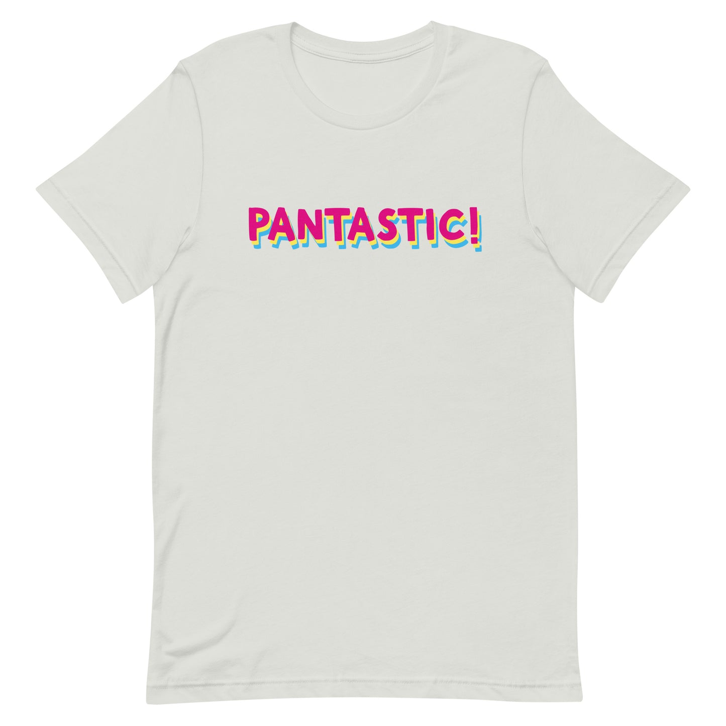 Pansexual Pan Pride T-Shirt - Pantastic! Silver Pansexual unisex-staple-t-shirt-silver-front-63b9f87821a4c