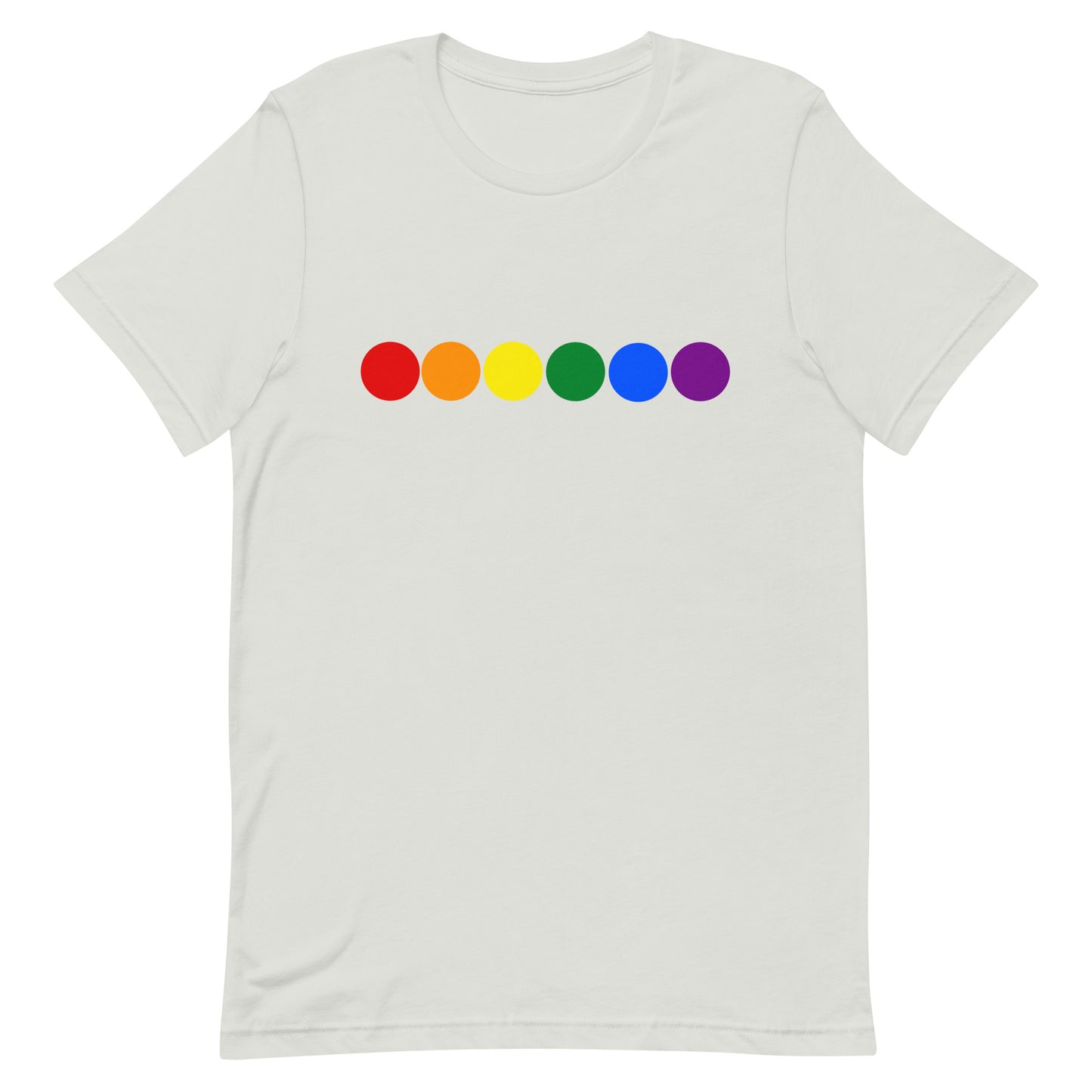 LGBTQ Pride T-Shirt - Rainbow Circles Silver Pride unisex-staple-t-shirt-silver-front-63b9fb0d3e8d6