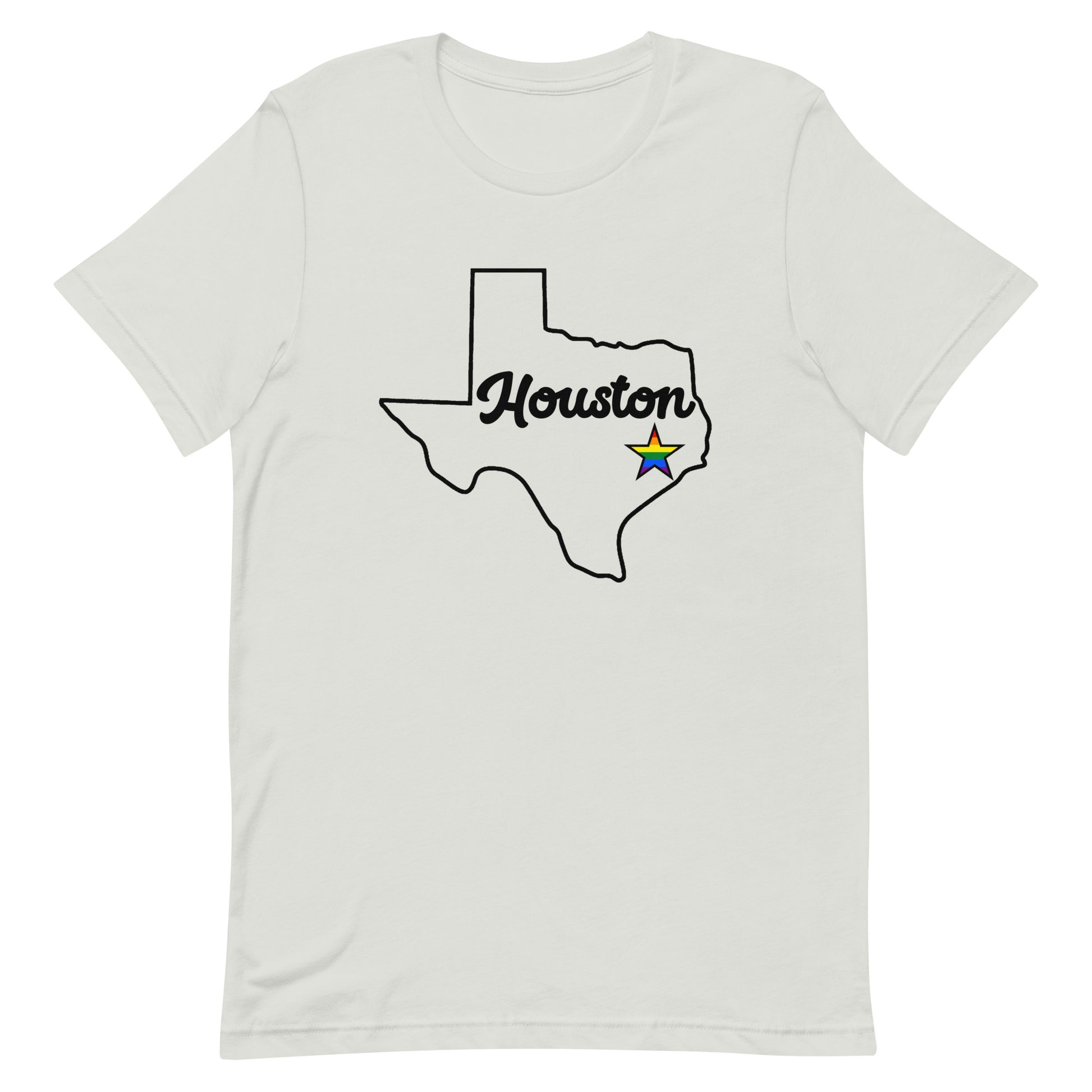 Houston Texas Pride Star Tee Silver Pride unisex-staple-t-shirt-silver-front-63ba1081b95ef